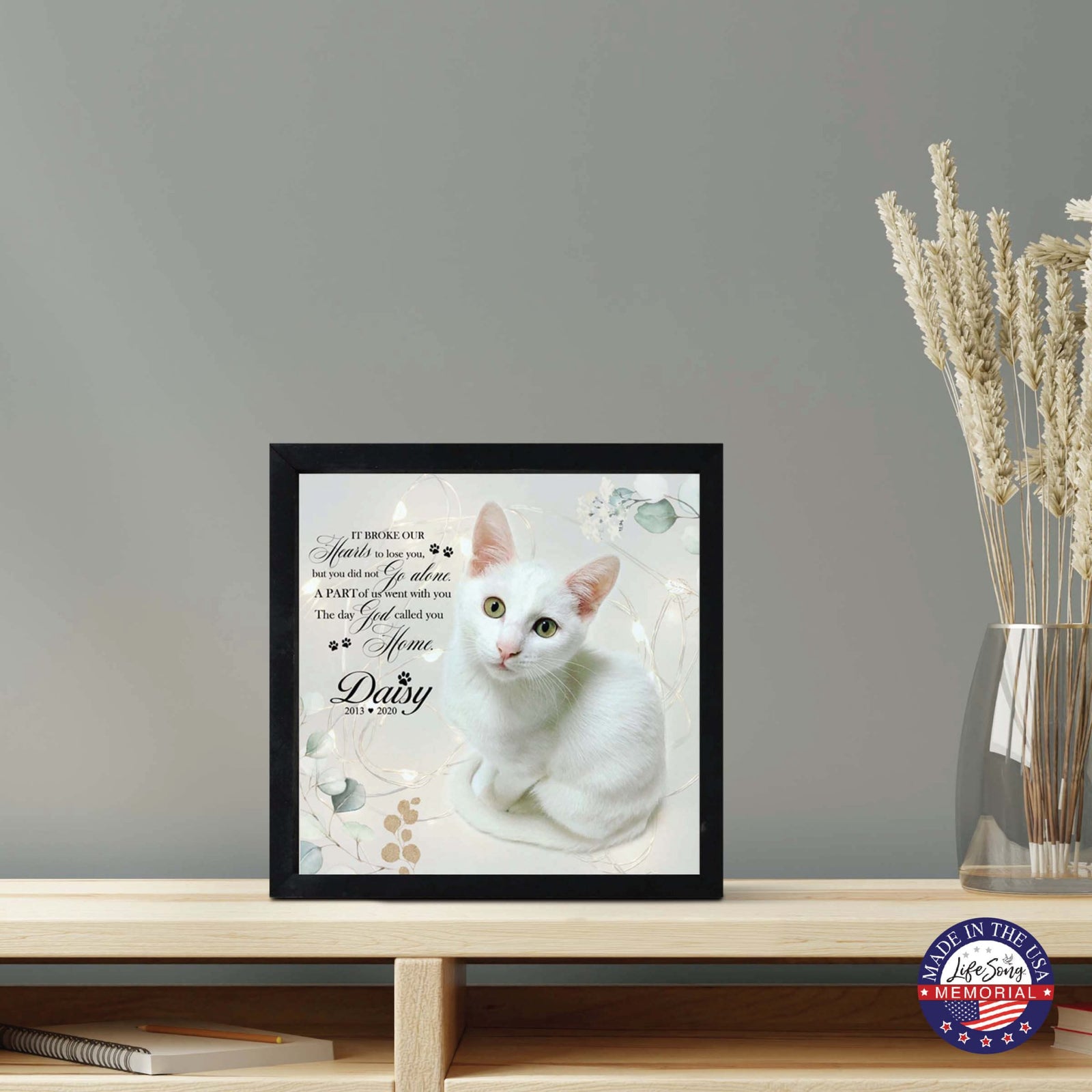 Custom Pet Memorial Framed Shadow Box Wall Décor for the Loss of Beloved Pet - It Broke Our Hearts - LifeSong Milestones