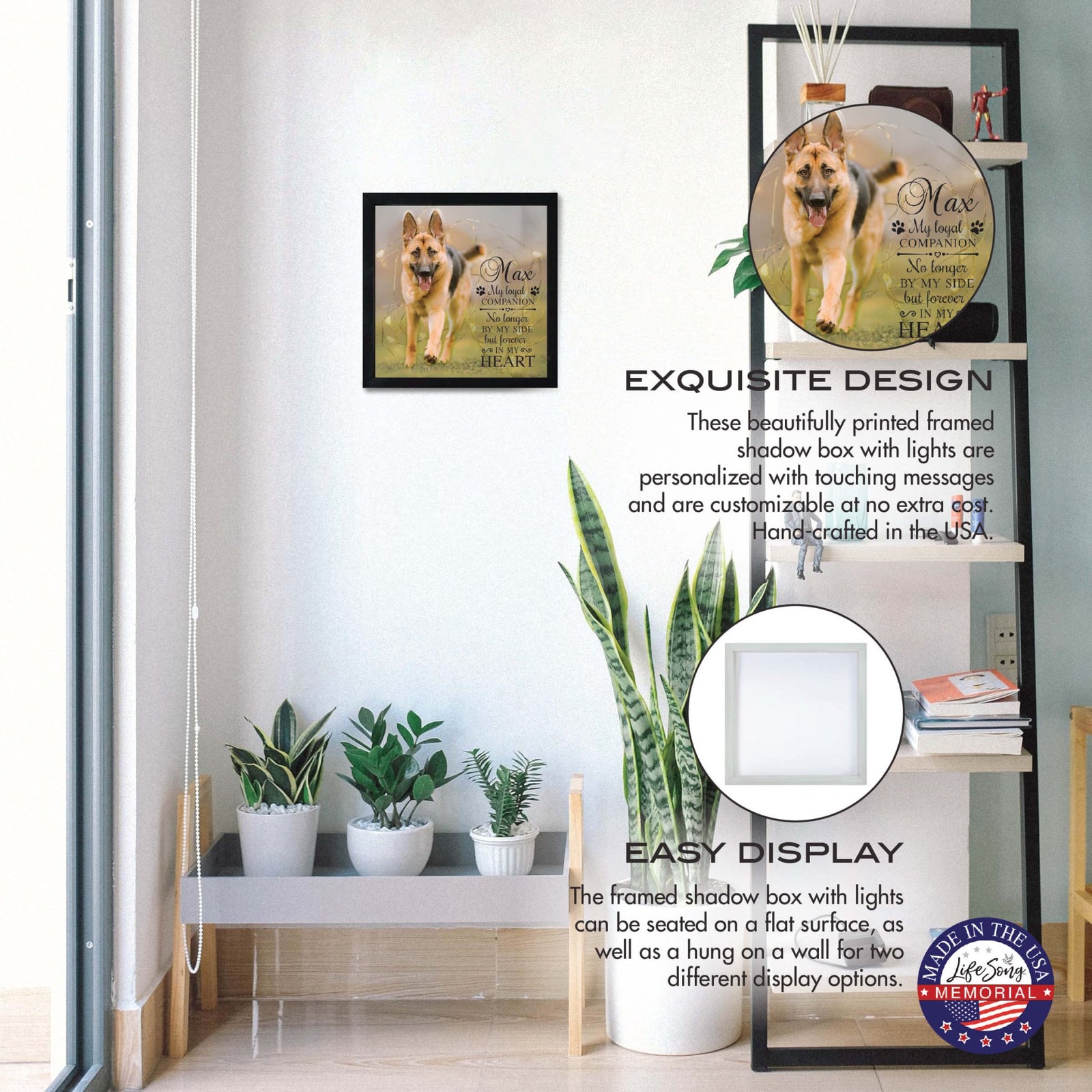 Custom Pet Memorial Framed Shadow Box Wall Décor for the Loss of Beloved Pet - My Loyal Companion - LifeSong Milestones