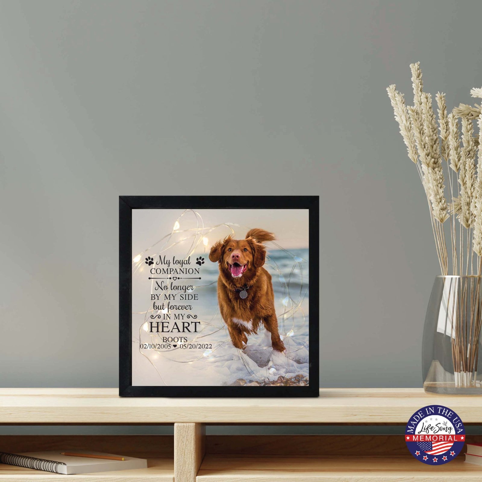 Custom Pet Memorial Framed Shadow Box Wall Décor for the Loss of Beloved Pet - My Loyal Companion - LifeSong Milestones
