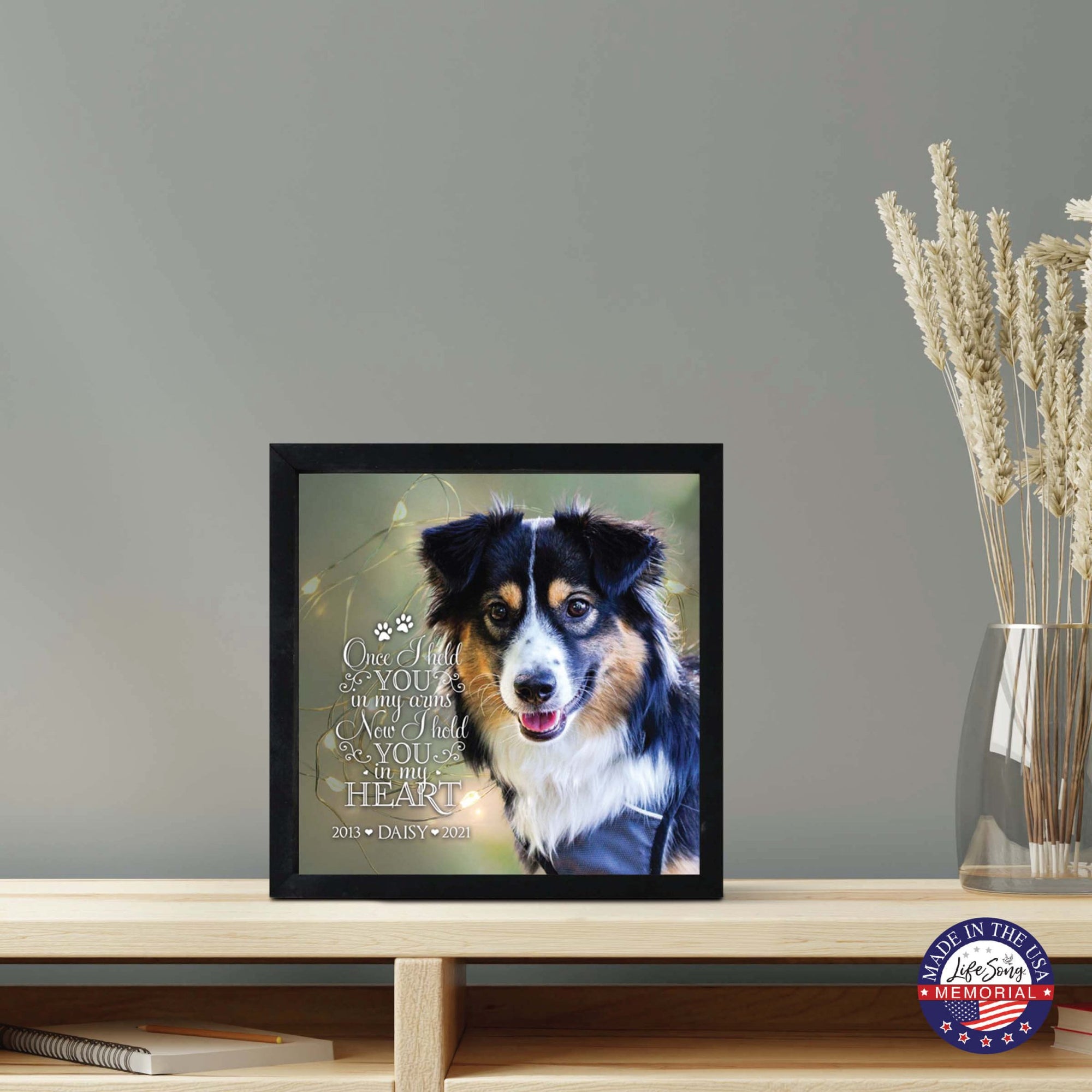 Custom Pet Memorial Framed Shadow Box Wall Décor for the Loss of Beloved Pet - Once I Held You - LifeSong Milestones