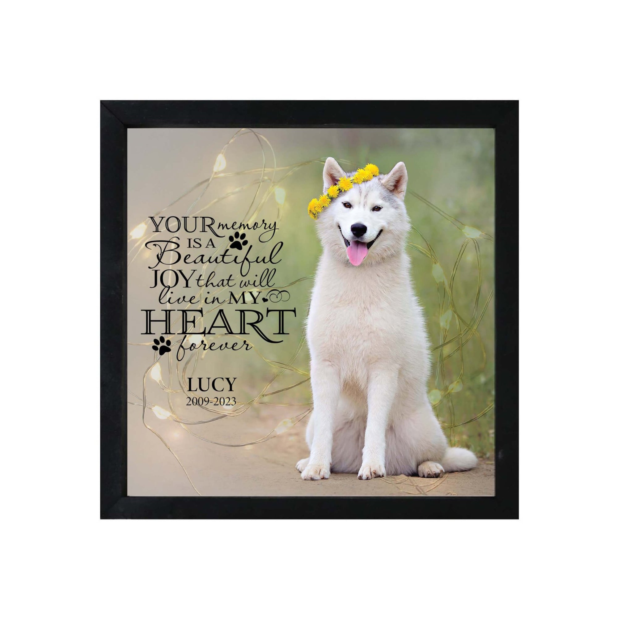 Custom Pet Memorial Framed Shadow Box Wall Décor for the Loss of Beloved Pet - Your Memory Is Beautiful - LifeSong Milestones