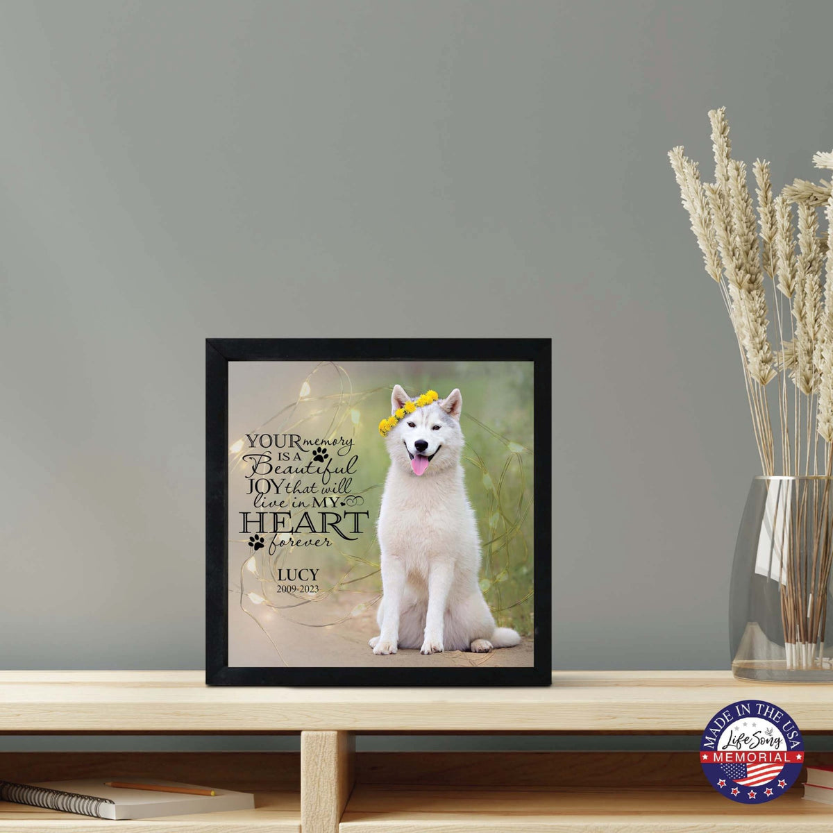 Custom Pet Memorial Framed Shadow Box Wall Décor for the Loss of Beloved Pet - Your Memory Is Beautiful - LifeSong Milestones