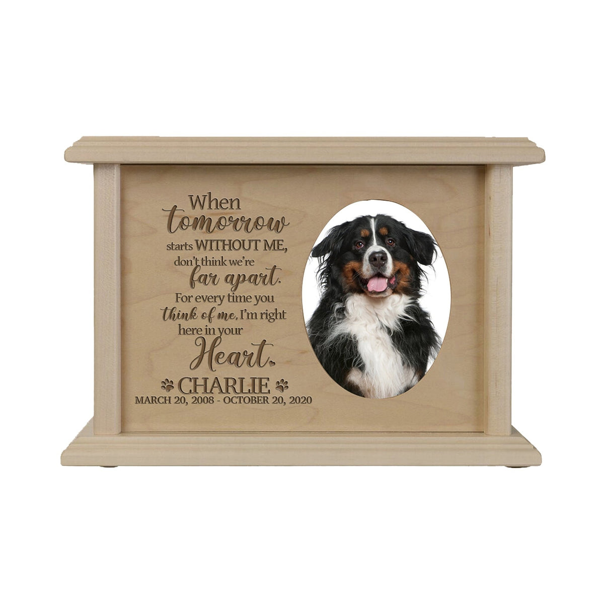 Engraved Photo Memorial Cremation Urn Box for Beloved Pet