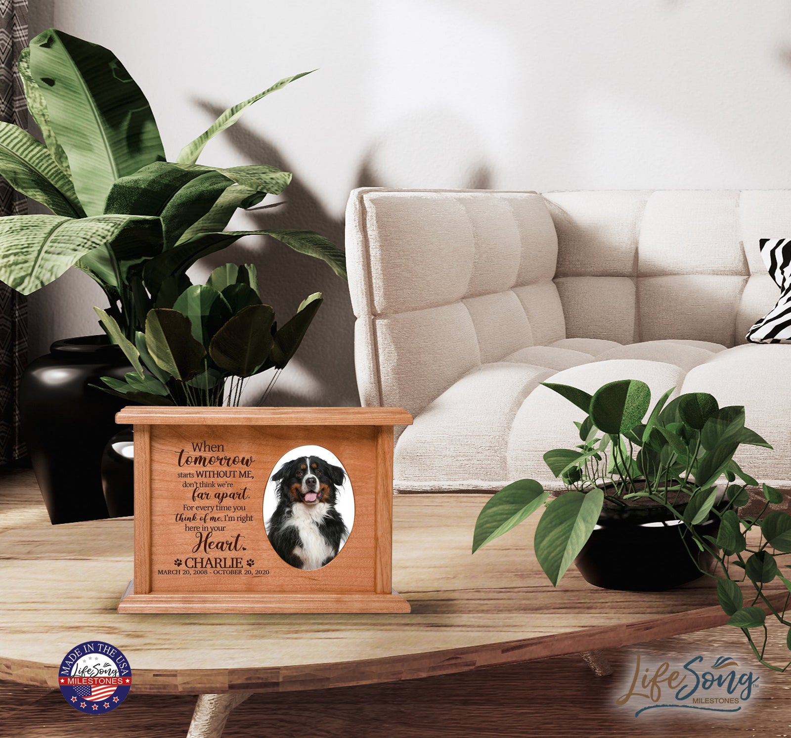 Custom Engraved Pet Memorial Keepsake Box with Photo Frame