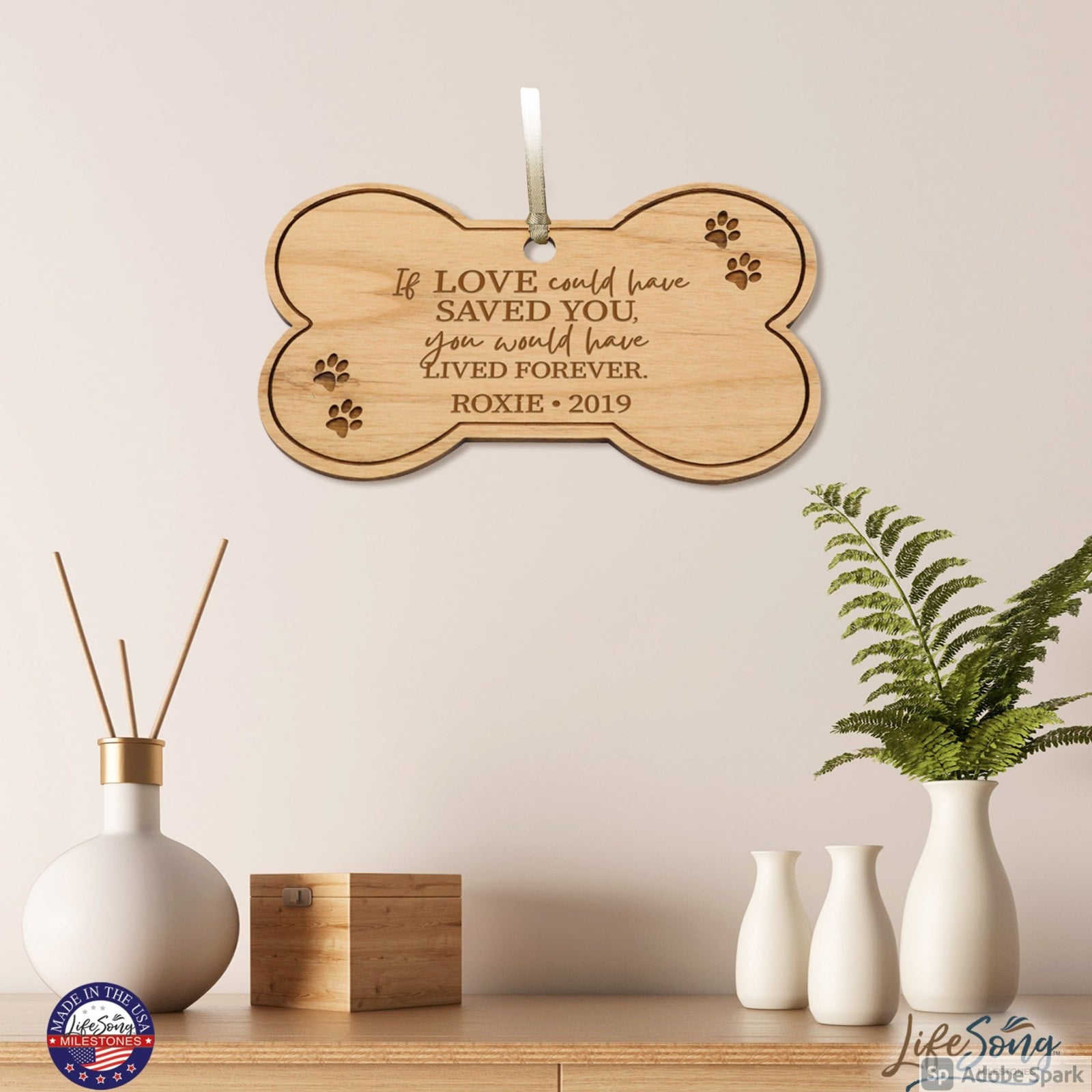 Custom Pet Memorial Wooden Bone Ornament - If Love Could Have Saved You - LifeSong Milestones