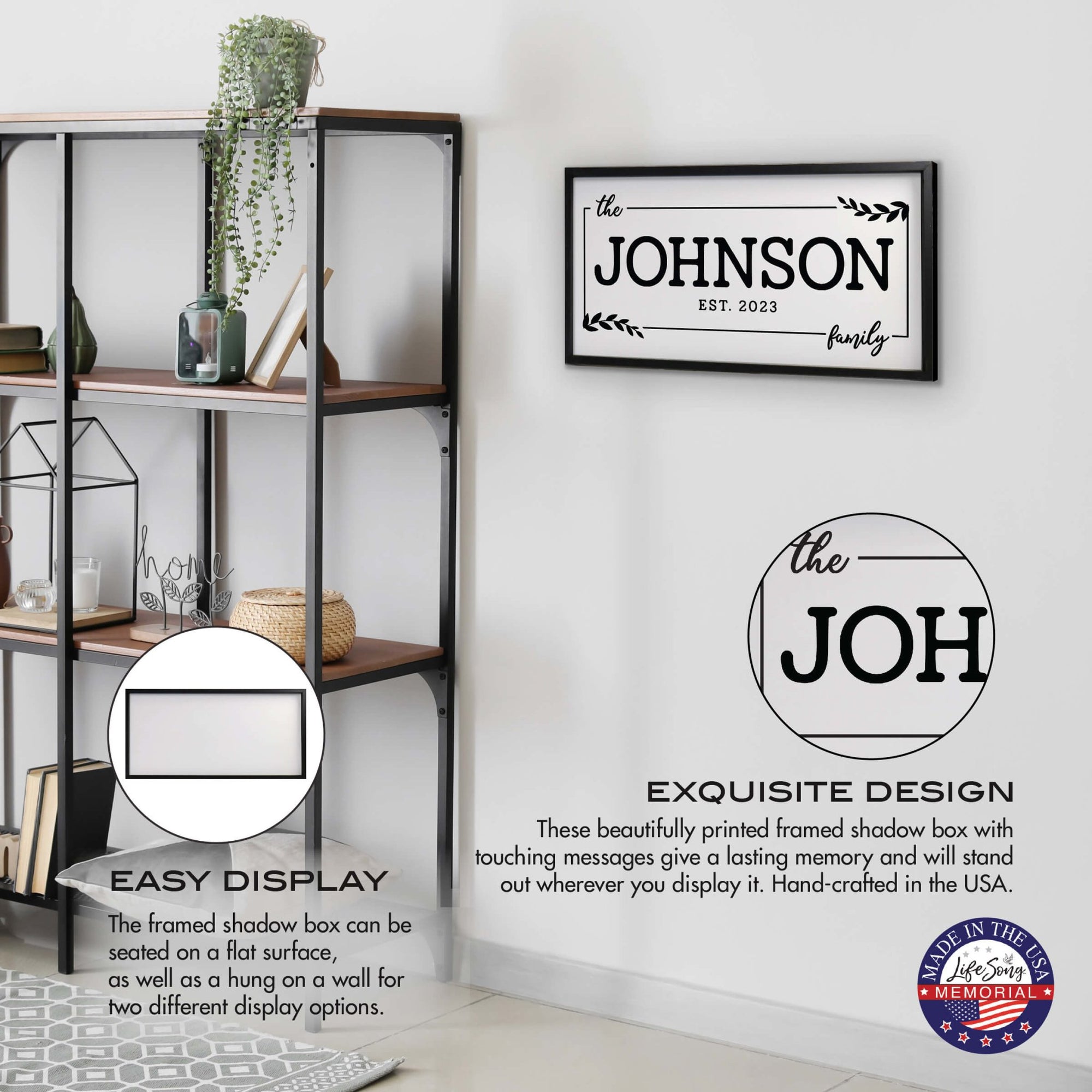 Custom Printed Family Wall Hanging Framed Shadow Box For Home Décor Ideas - Johnson Family - LifeSong Milestones