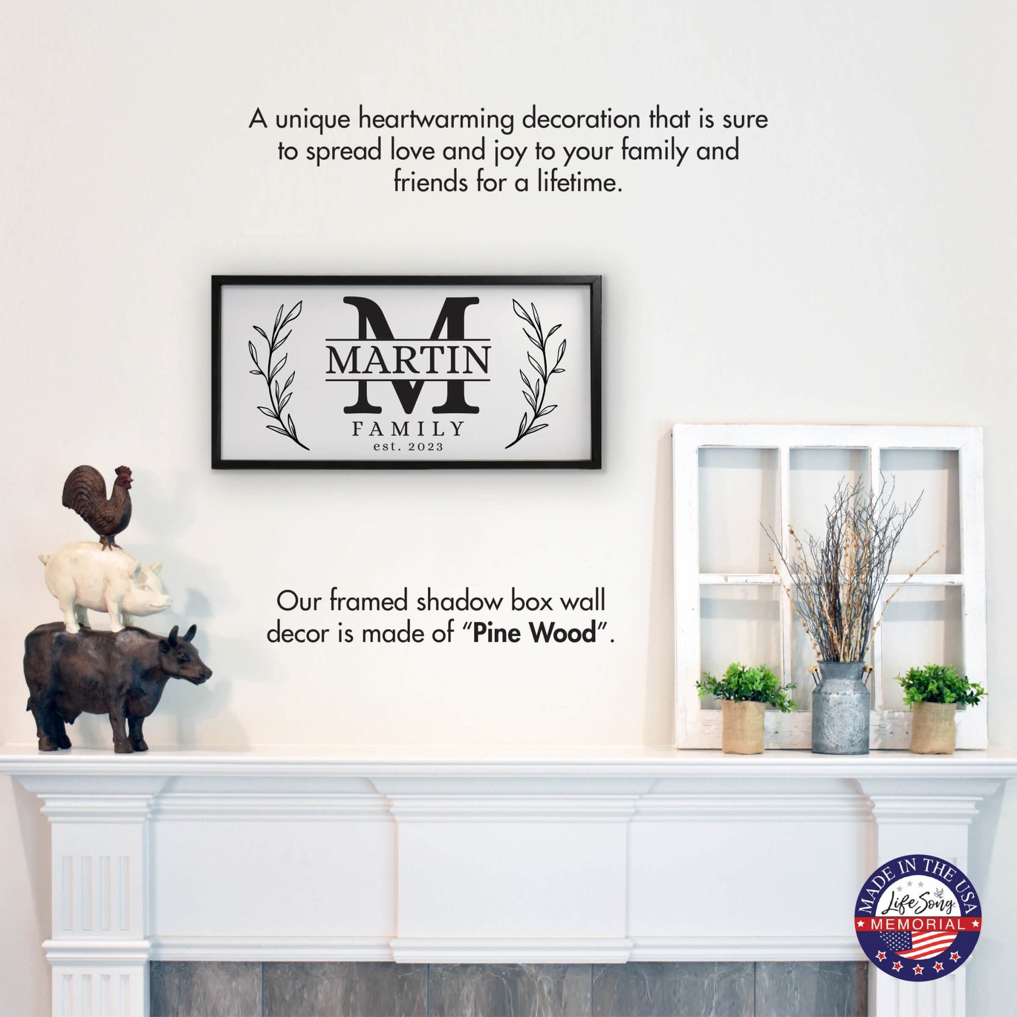 Custom Printed Family Wall Hanging Framed Shadow Box For Home Décor Ideas - Martin Family - LifeSong Milestones