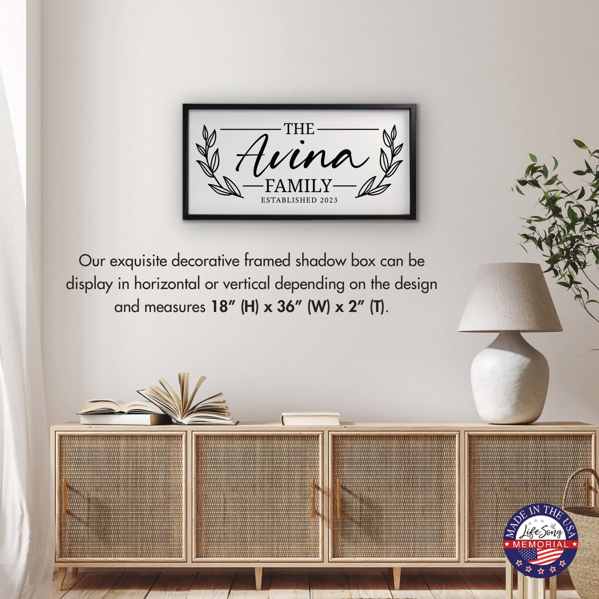 Custom Printed Family Wall Hanging Framed Shadow Box For Home Décor Ideas - The Avina Family - LifeSong Milestones