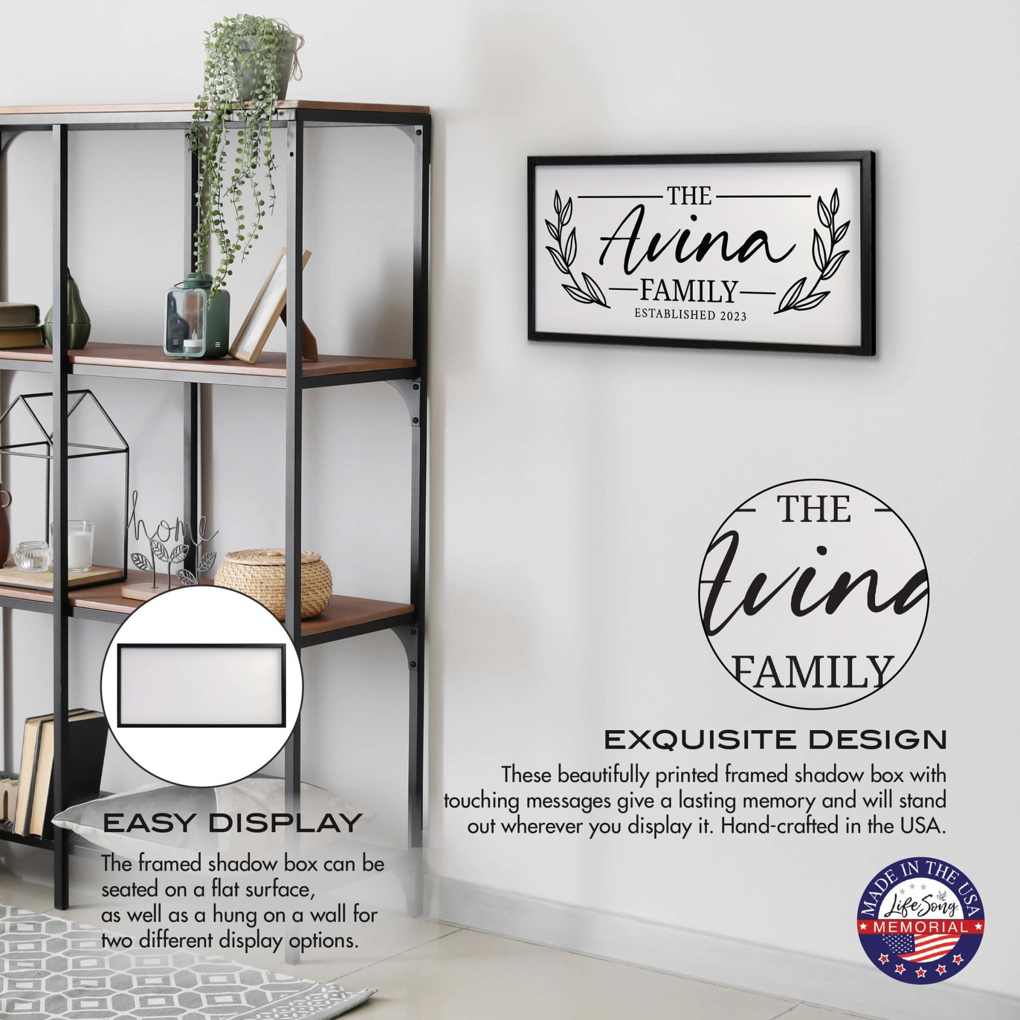 Custom Printed Family Wall Hanging Framed Shadow Box For Home Décor Ideas - The Avina Family - LifeSong Milestones