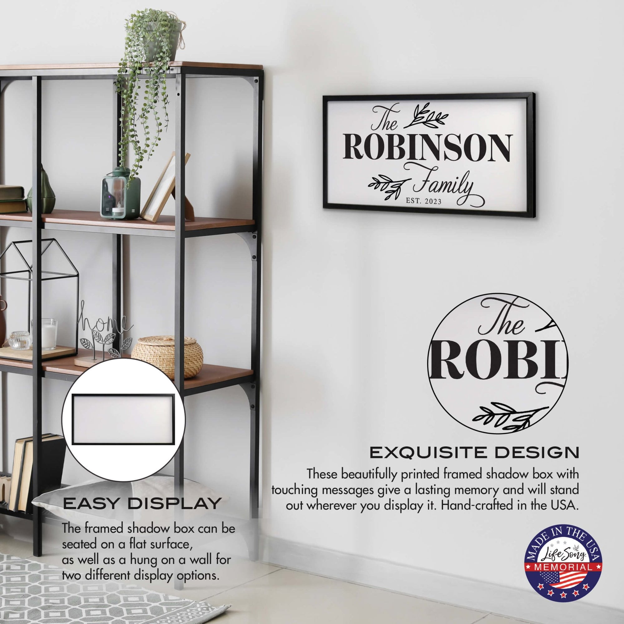 Custom Printed Family Wall Hanging Framed Shadow Box For Home Décor Ideas - The Robinson Family - LifeSong Milestones
