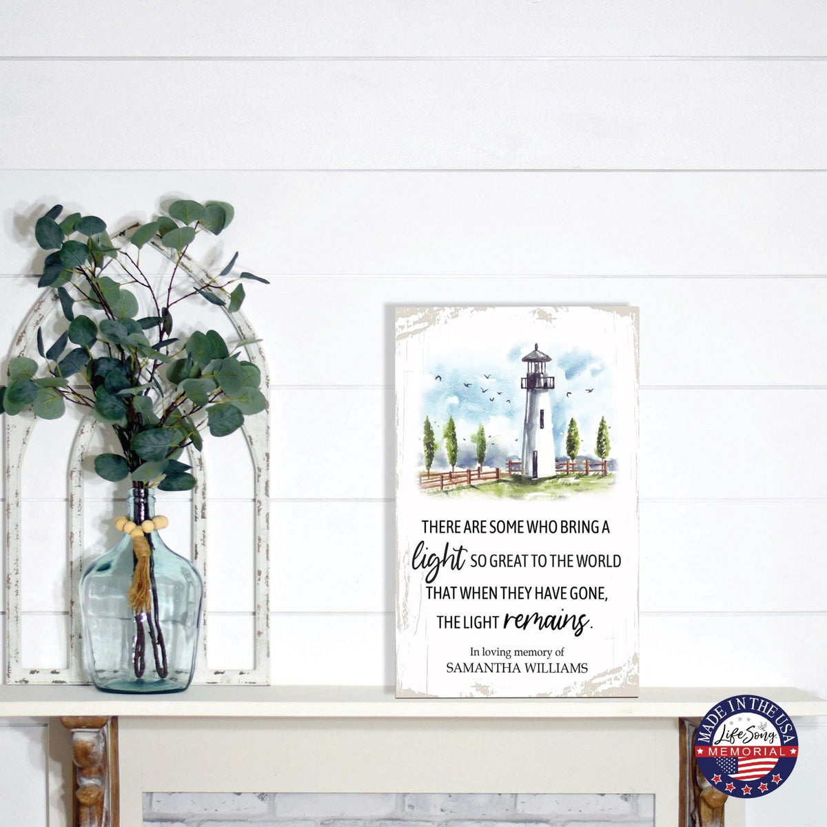 Custom Printed Wooden Memorial Tabletop And Shelf Decor Bereavement Sympathy Gift For the Loss Of A Loved One - There Are Some Who Bring The Light - LifeSong Milestones