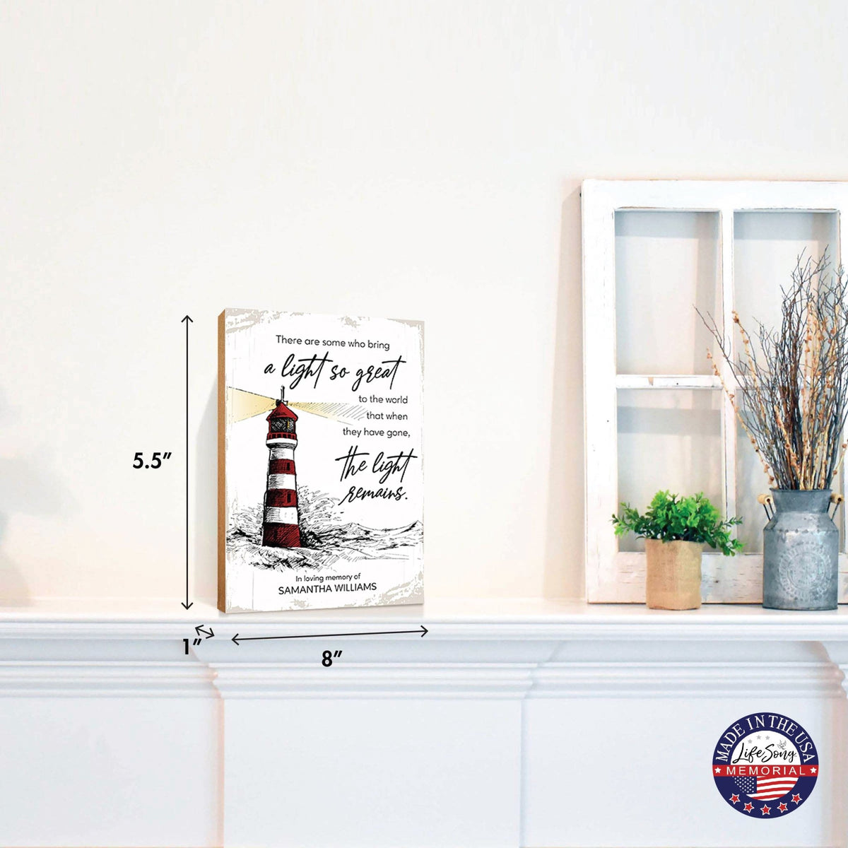 Custom Printed Wooden Memorial Tabletop And Shelf Decor Bereavement Sympathy Gift For the Loss Of A Loved One - There Are Some Who Bring The Light - LifeSong Milestones