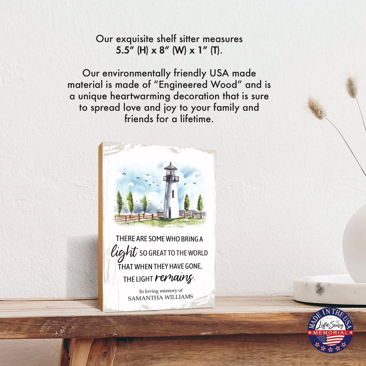 Custom Printed Wooden Memorial Tabletop And Shelf Decor Bereavement Sympathy Gift For the Loss Of A Loved One - There Are Some Who Bring The Light - LifeSong Milestones