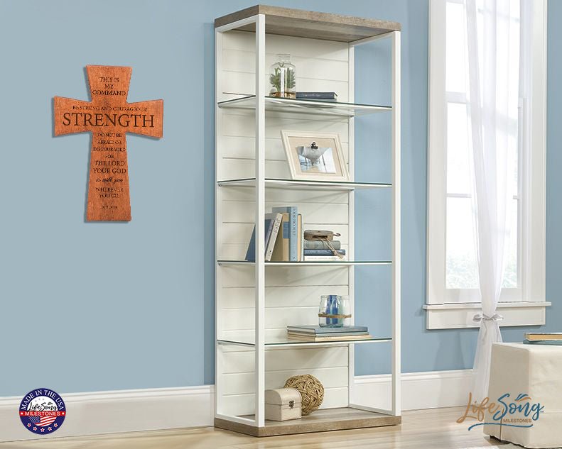 Custom Scripture Wall Cross - Be strong and courageous - Joshua 1:9 - LifeSong Milestones