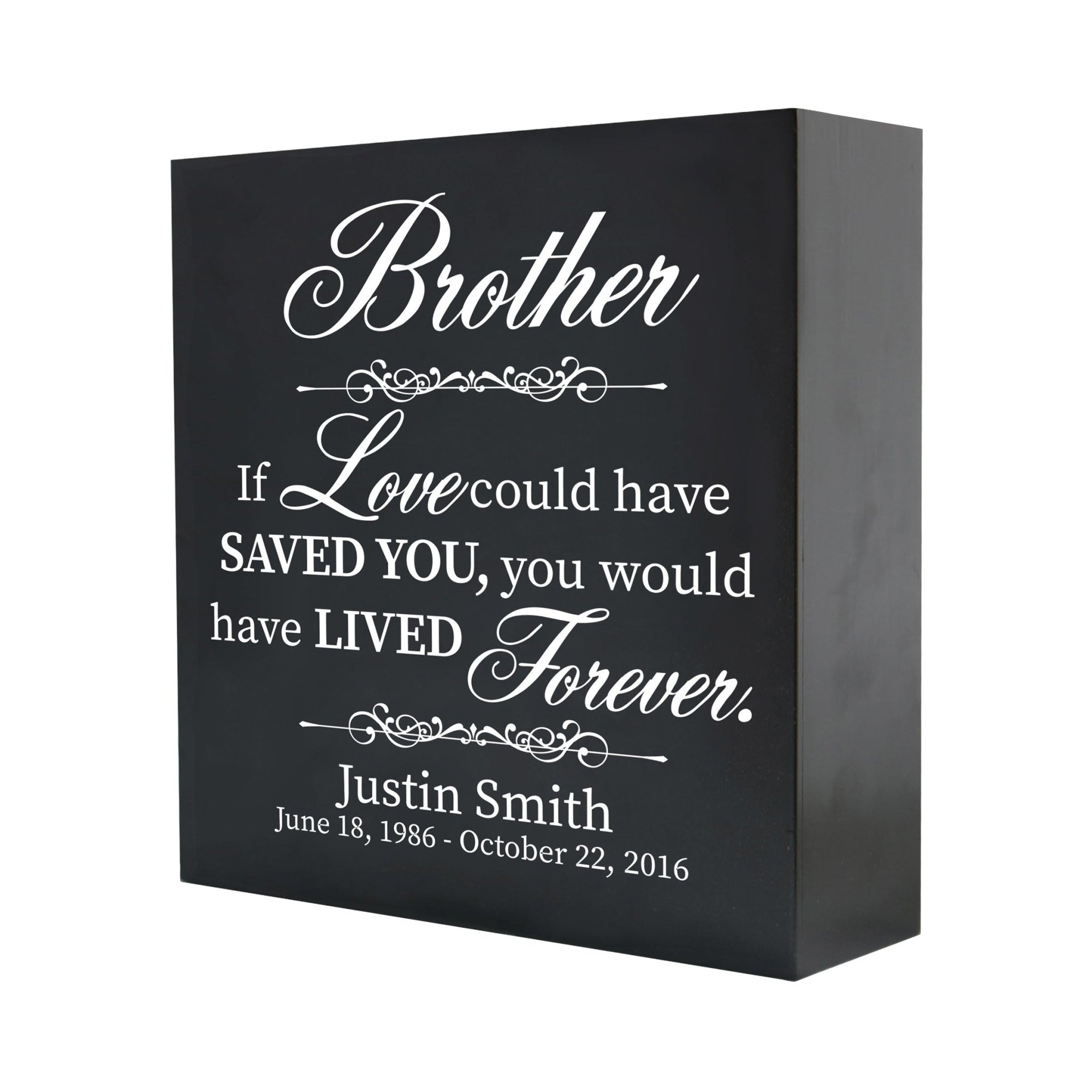 Custom Shadow Box 10x10 Brother, If Love Could Wooden Remembrance - LifeSong Milestones