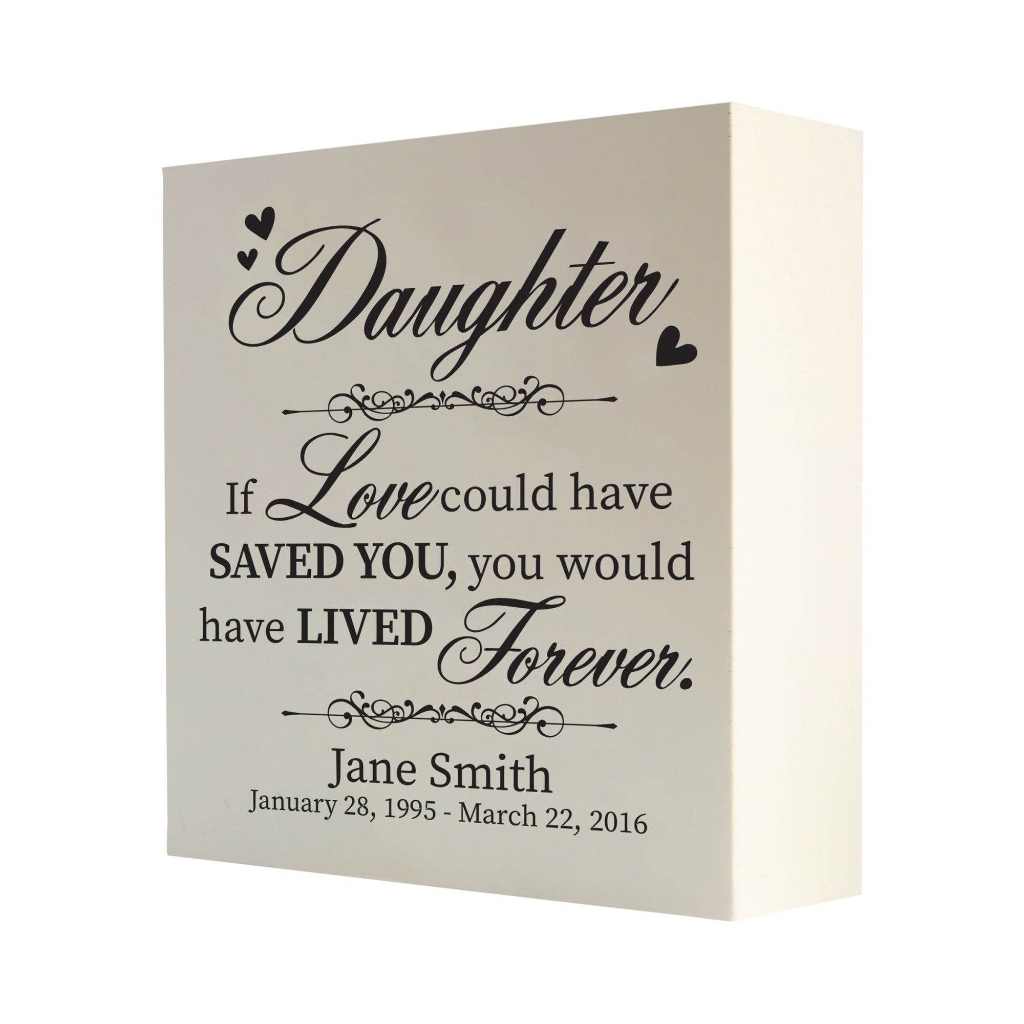 Custom Shadow Box 10x10 Daughter, If Love Could Wooden Remembrance - LifeSong Milestones