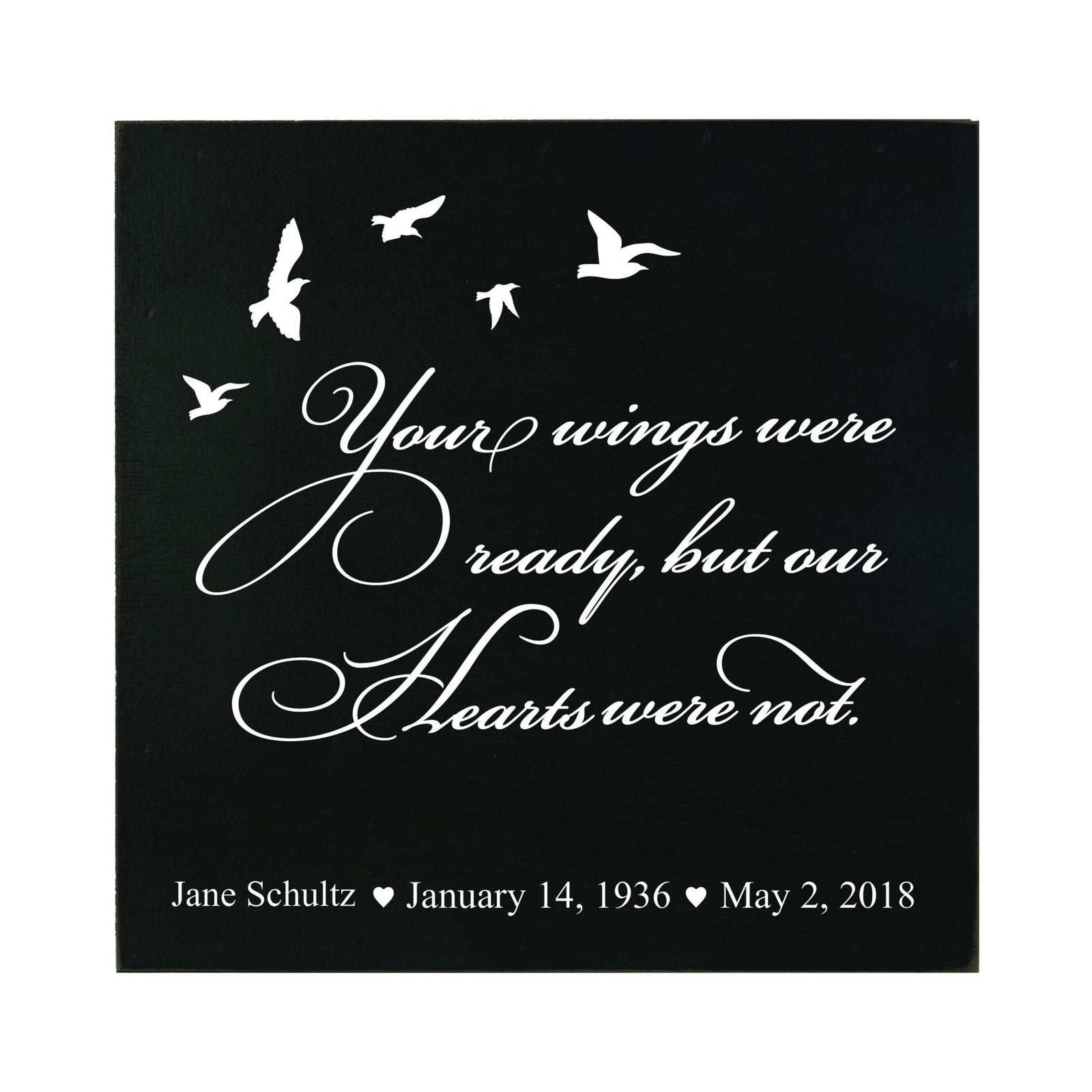Custom Shadow Box 10x10 Your Wings Were Ready Wooden Remembrance - LifeSong Milestones