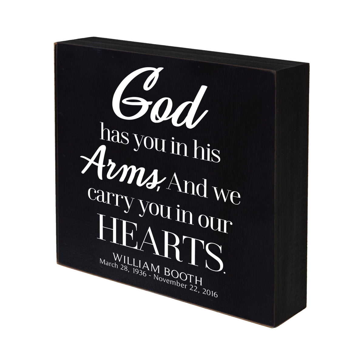 Custom Shadow Box 6x6 God Has You Wooden Remembrance - LifeSong Milestones