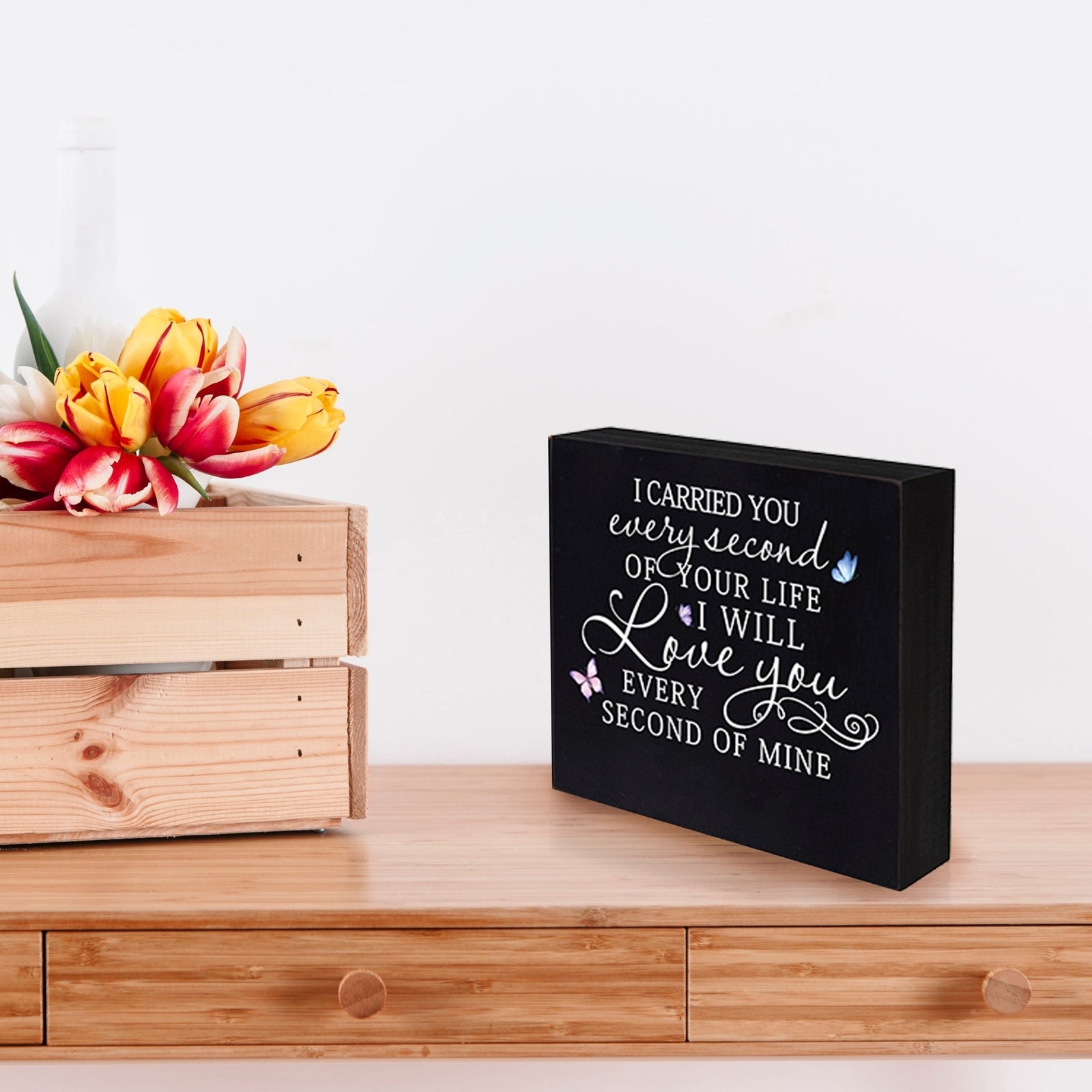 Custom Shadow Box 6x6 I Carried You Butterfly Wooden Remembrance - LifeSong Milestones