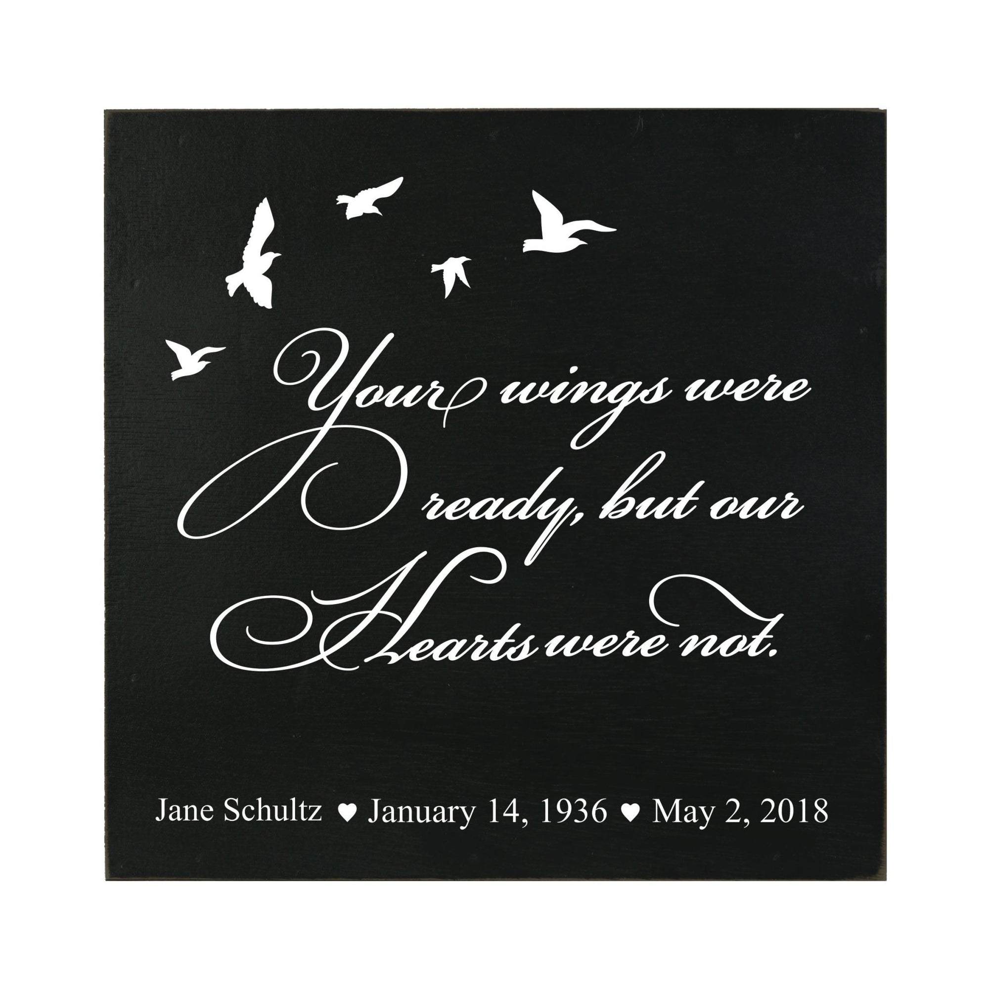 Custom Shadow Box 6x6 Your Wings Were Ready Wooden Remembrance - LifeSong Milestones