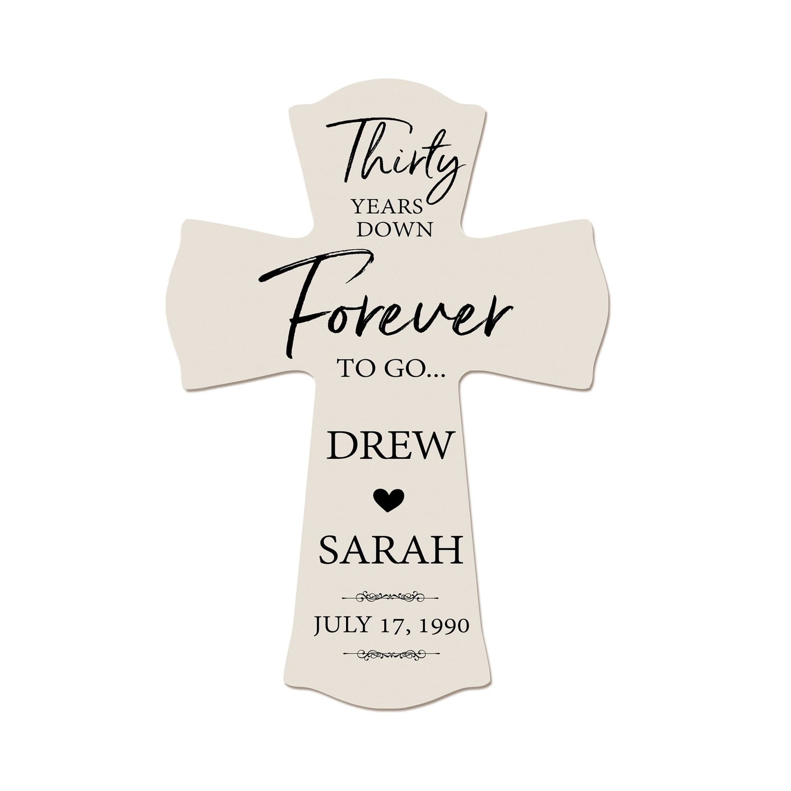 Unique Gifts for Couples - Customized Wall Cross for 30th Wedding Anniversary