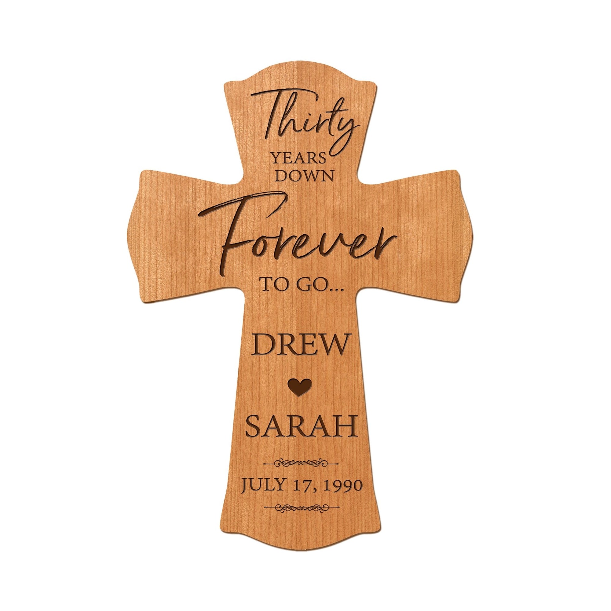 Lifesong Milestones Elegant Personalized Wall Cross - Perfect for 30th Wedding Anniversary