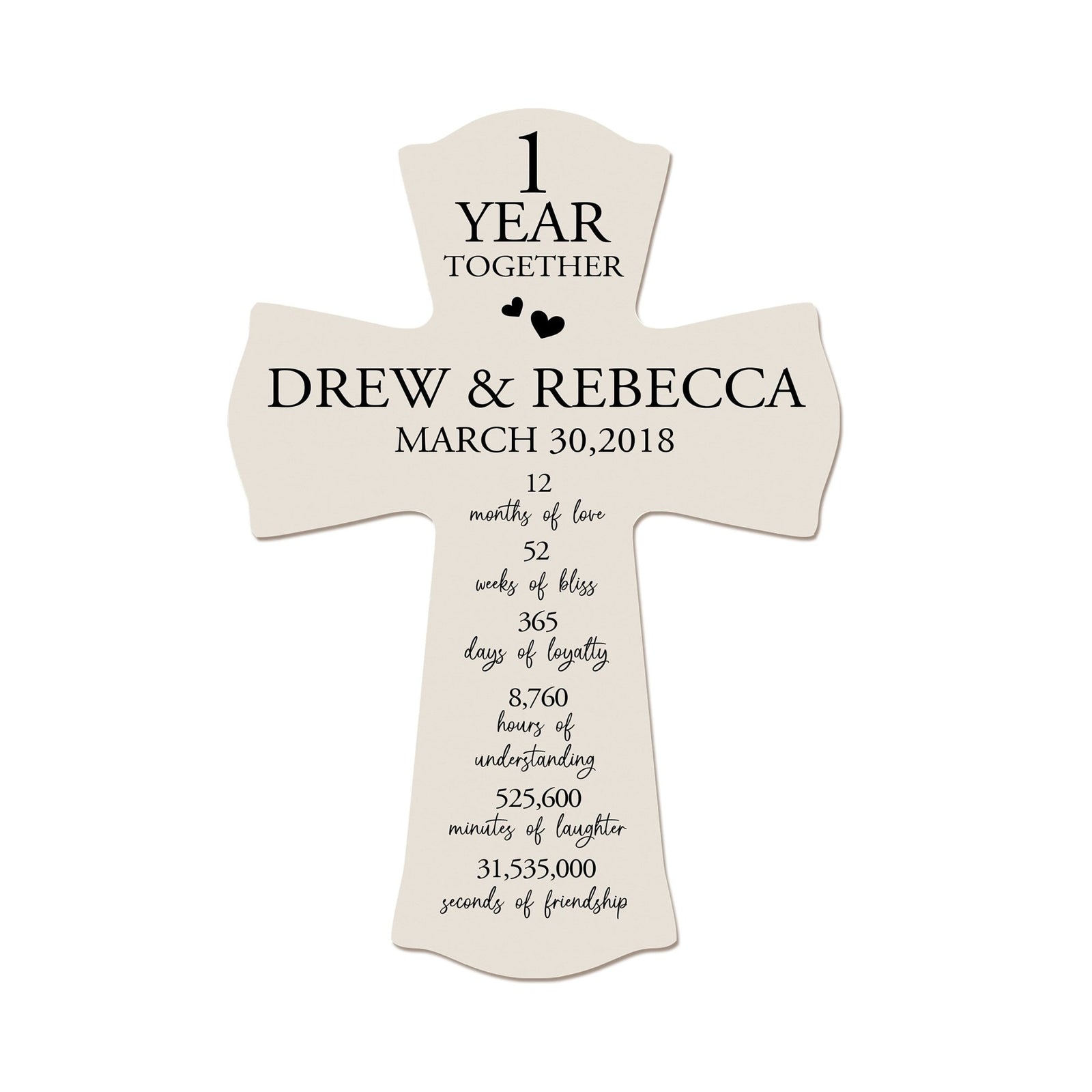 Unique Gifts for Couples - Customized Wall Cross for 1st Wedding Anniversary