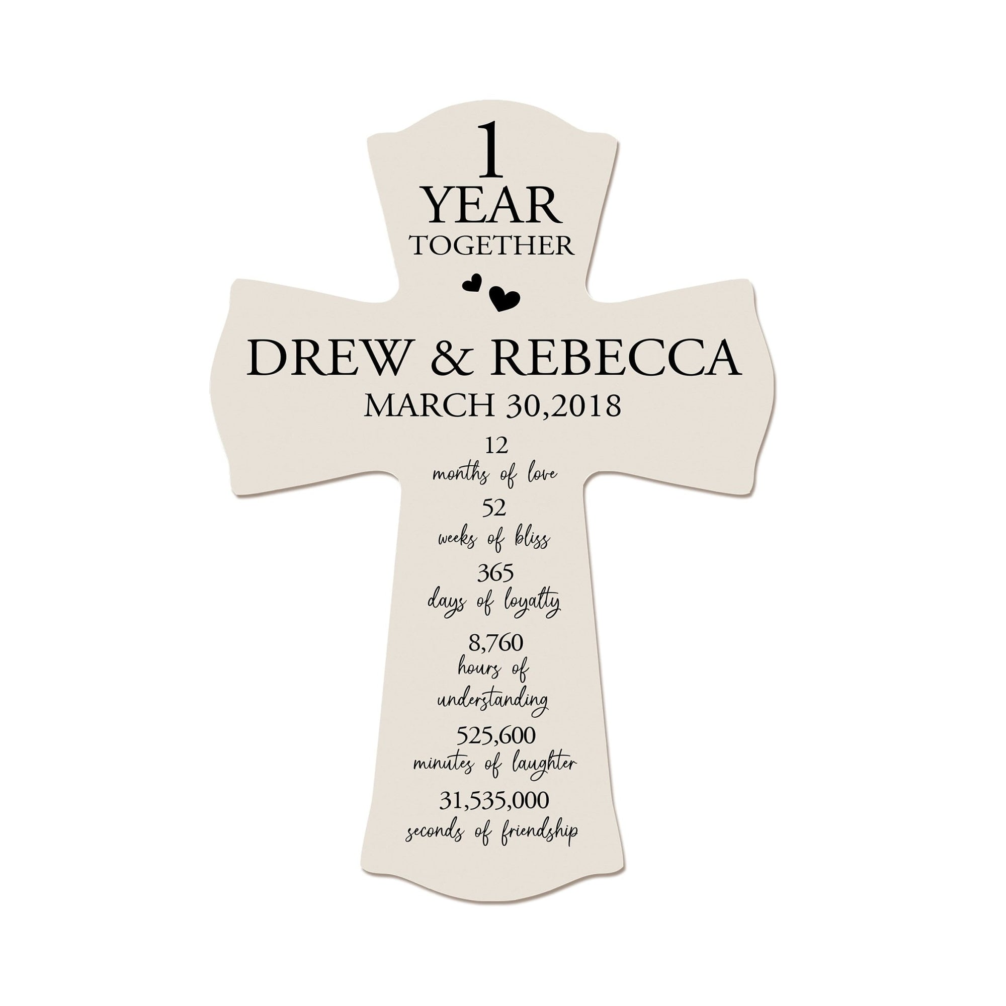 Unique Gifts for Couples - Customized Wall Cross for 1st Wedding Anniversary