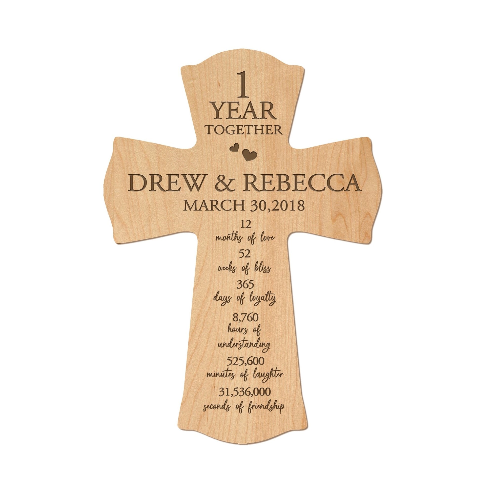 Thoughtful Gifts for Couples – Personalized 1st Wedding Anniversary Wall Cross