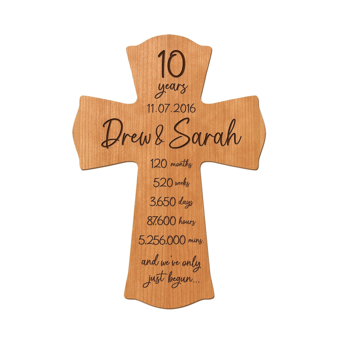 Lifesong Milestones Elegant Personalized Wall Cross – Ideal 10th Anniversary Gift for Couple