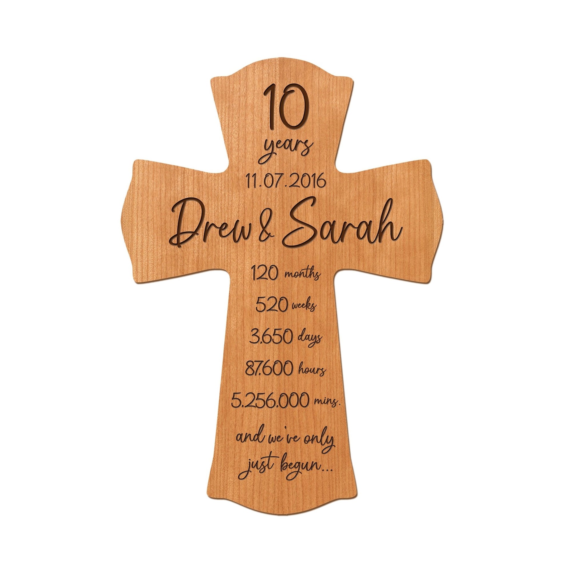 Lifesong Milestones Elegant Personalized Wall Cross – Ideal 10th Anniversary Gift for Couple
