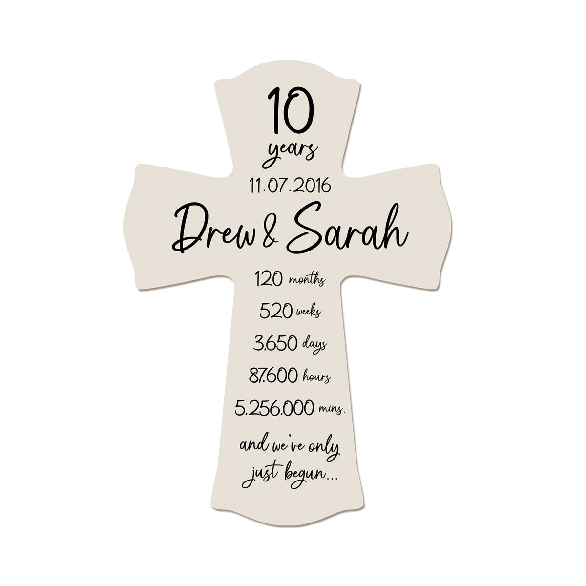 Celebrate a decade of love with our Personalized Wall Cross, a thoughtful 10th-anniversary gift for a couple.