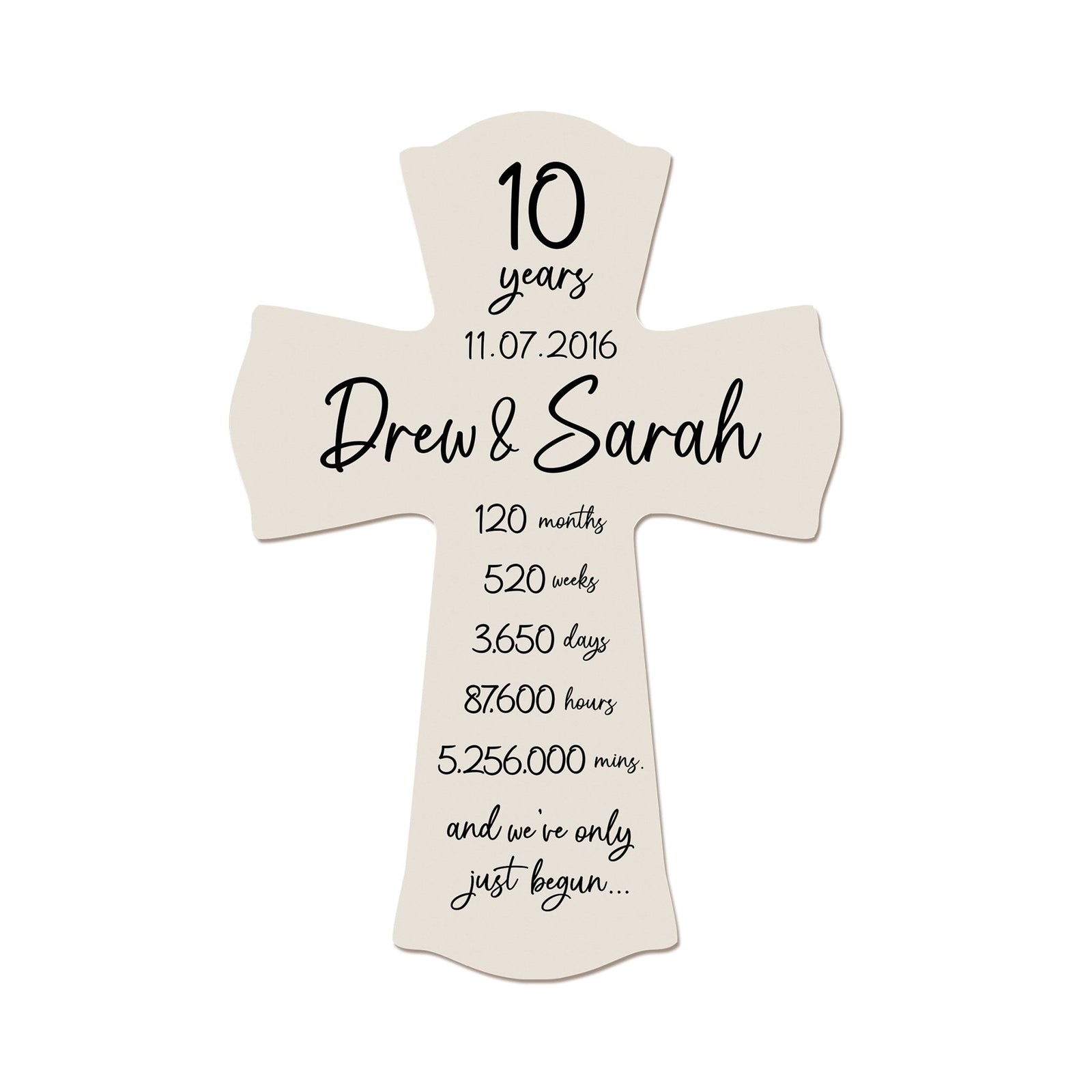 Celebrate a decade of love with our Personalized Wall Cross, a thoughtful 10th-anniversary gift for a couple.