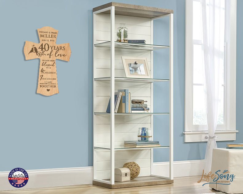 Custom Wedding Anniversary Gift Ideas - Personalized Wall Cross for a Memorable 40th Celebration