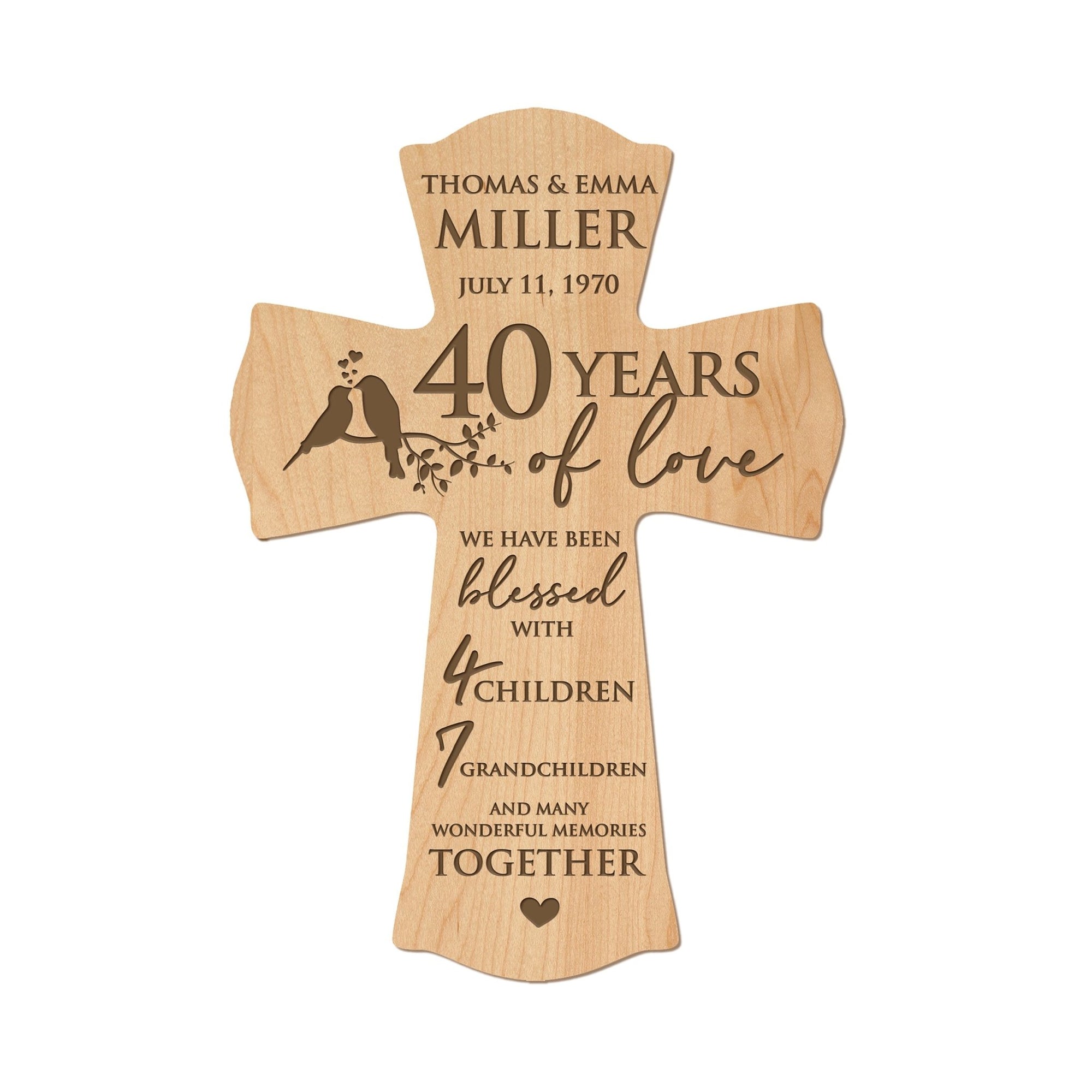 Custom Wedding Anniversary Gift Ideas - Personalized Wall Cross for a Memorable 40th Celebration