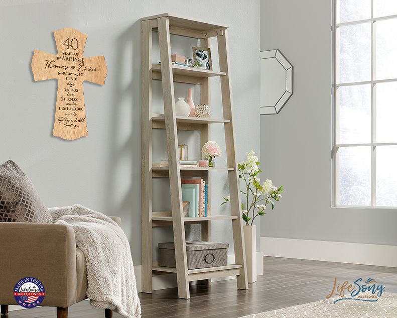 Celebrate 40 years of love with a unique personalized wedding wall cross for your parents