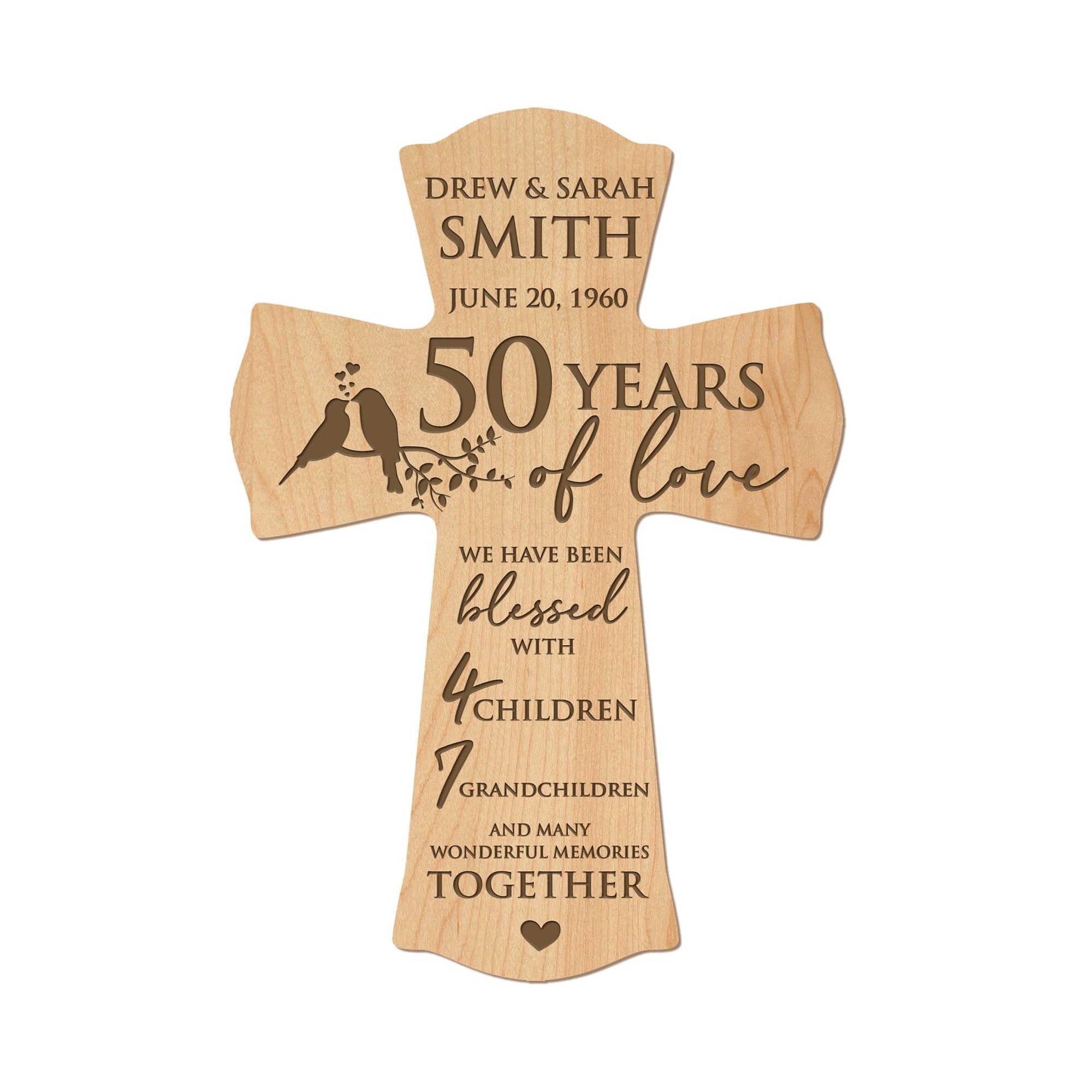 Lifesong Milestones Elegant Personalized Wall Cross – Ideal 50th Anniversary Gift for Couple