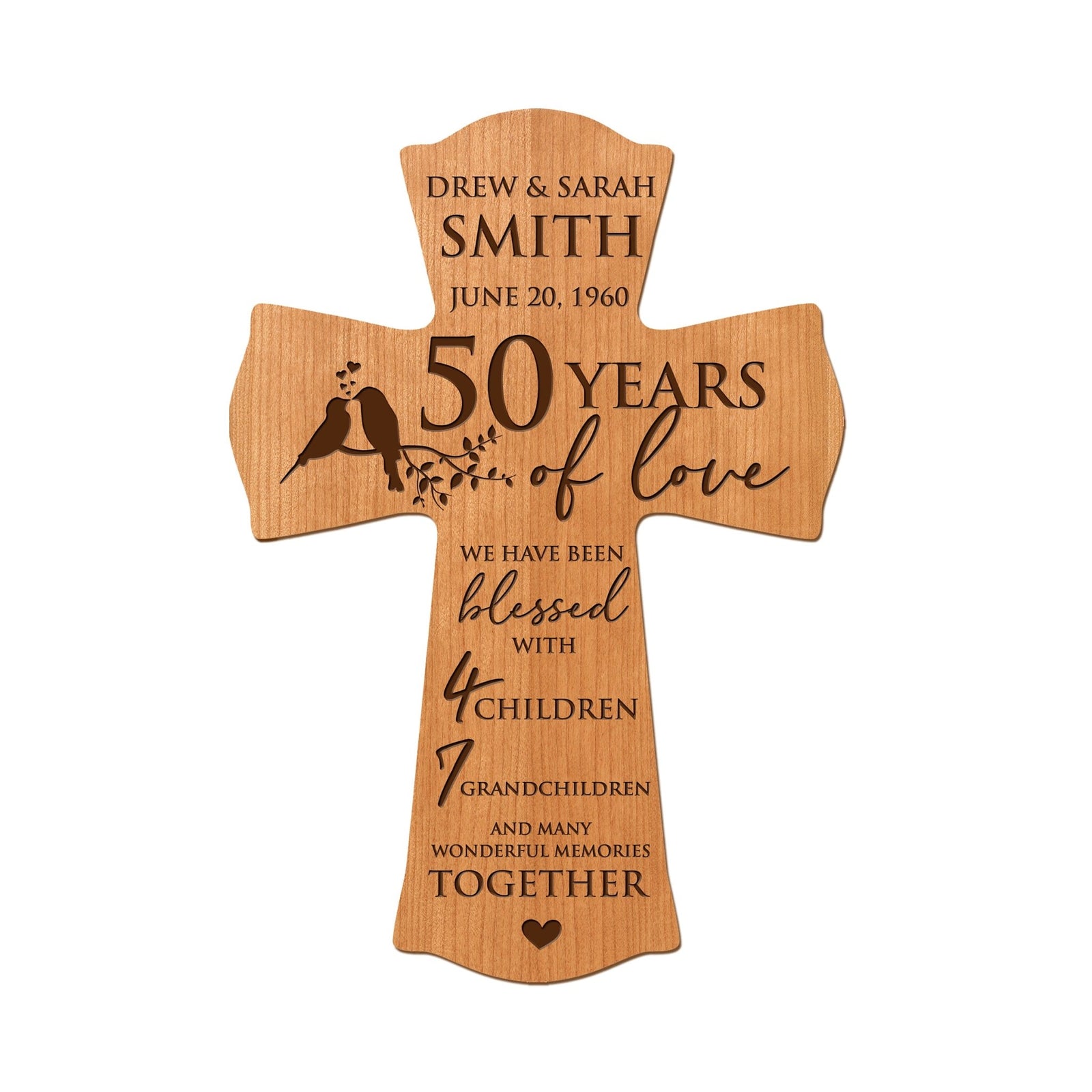 Lifesong Milestones Elegant Personalized Wall Cross – Ideal 50th Anniversary Gift for Couple