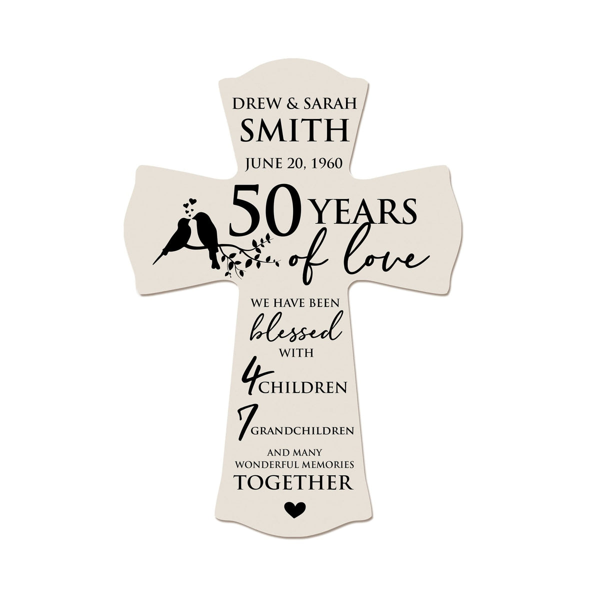 Lifesong Milestones Elegant Personalized Wall Cross – Ideal 50th Anniversary Gift for Couple
