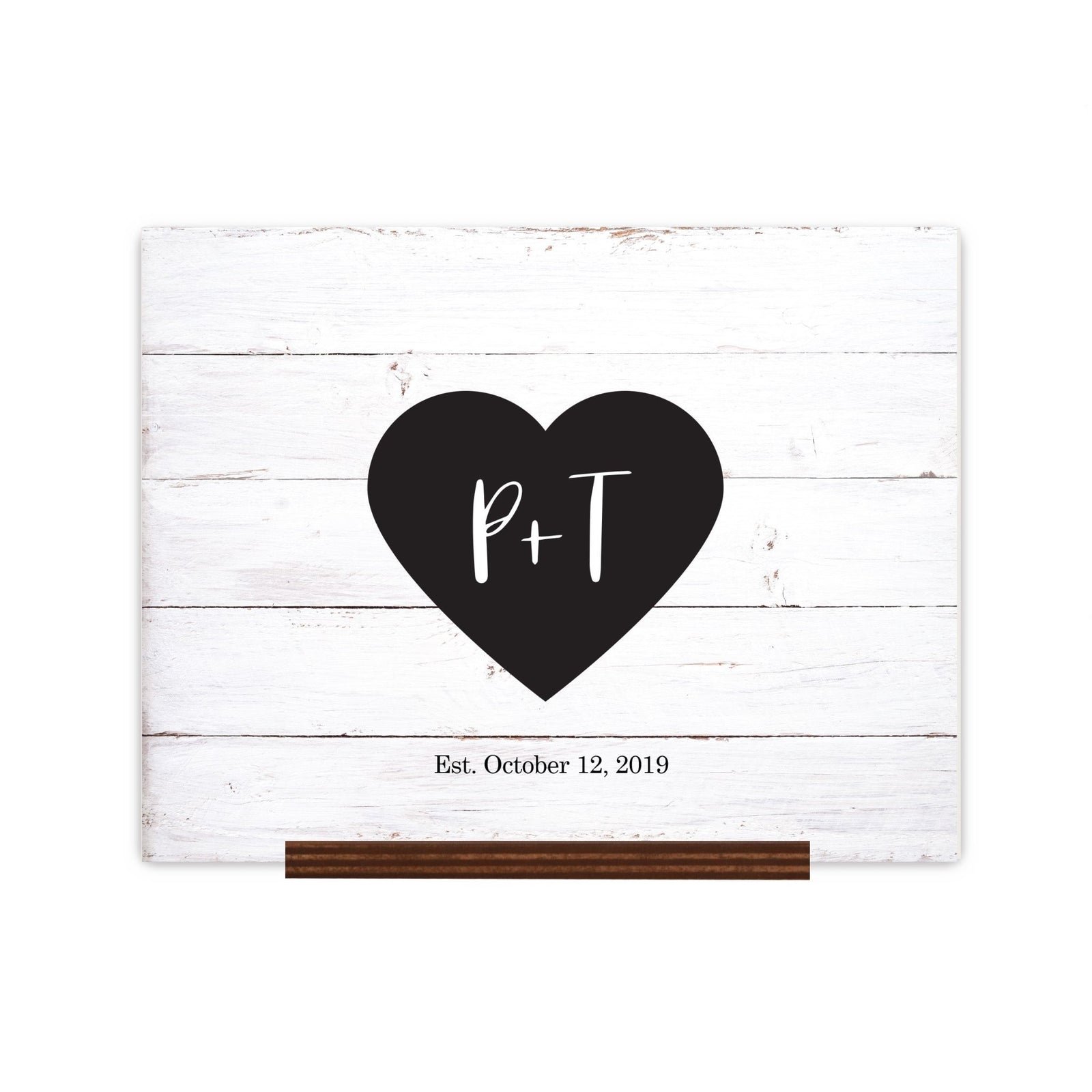 Custom Wedding Guestbook Sign w/ Stand 15” x 12” - Initials Heart - LifeSong Milestones