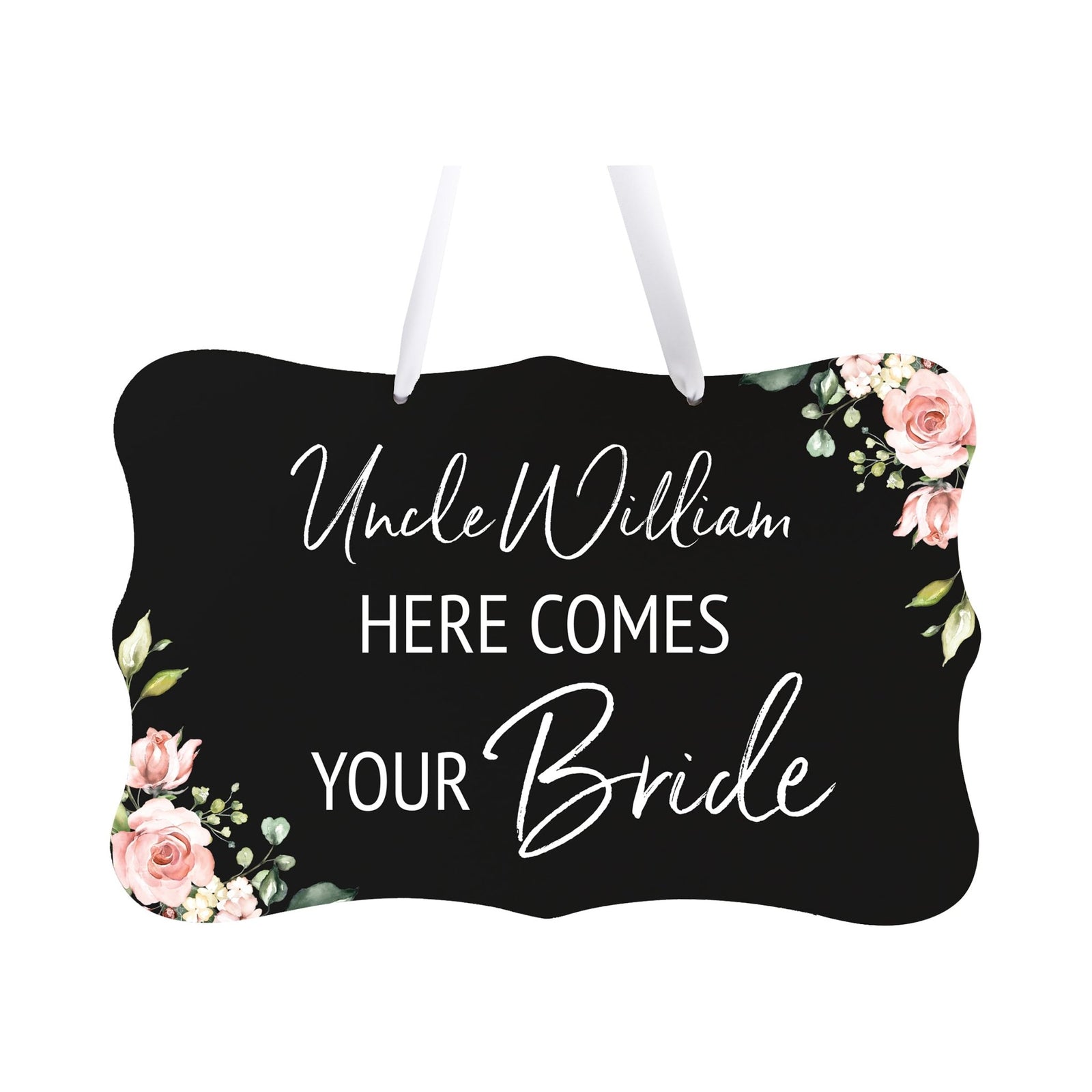 Custom Wedding Wall Hanging Signs For Ceremony And Reception For Couple - Here Comes the Bride (Flower) - LifeSong Milestones