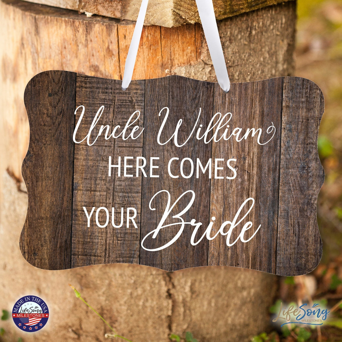 Custom Wedding Wall Hanging Signs For Ceremony And Reception For Couple - Here Comes the Bride(Corner Leaf) - LifeSong Milestones