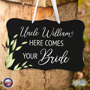 Custom Wedding Wall Hanging Signs For Ceremony And Reception For Couple - Here Comes the Bride(Corner Leaf) - LifeSong Milestones