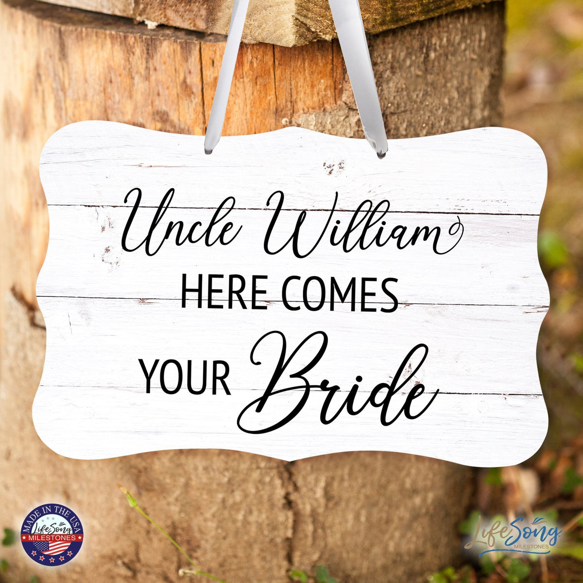 Custom Wedding Wall Hanging Signs For Ceremony And Reception For Couple - Here Comes the Bride(Corner Leaf) - LifeSong Milestones