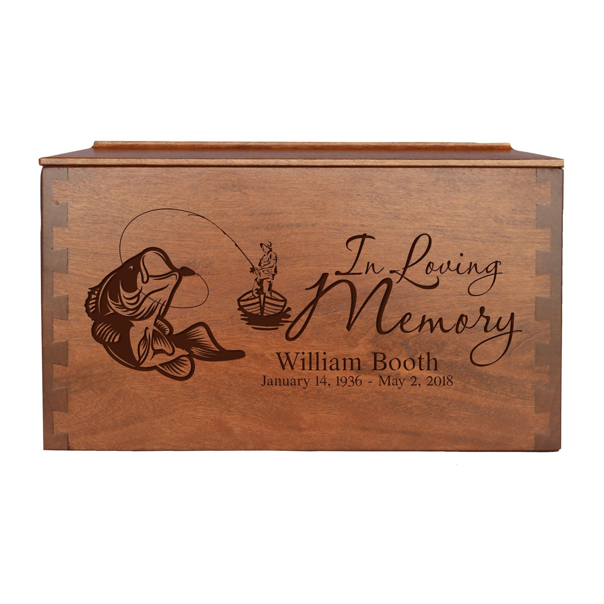 Custom Engraved Extra Large Dovetail Keepsake Urn Box for Adult Ashes 