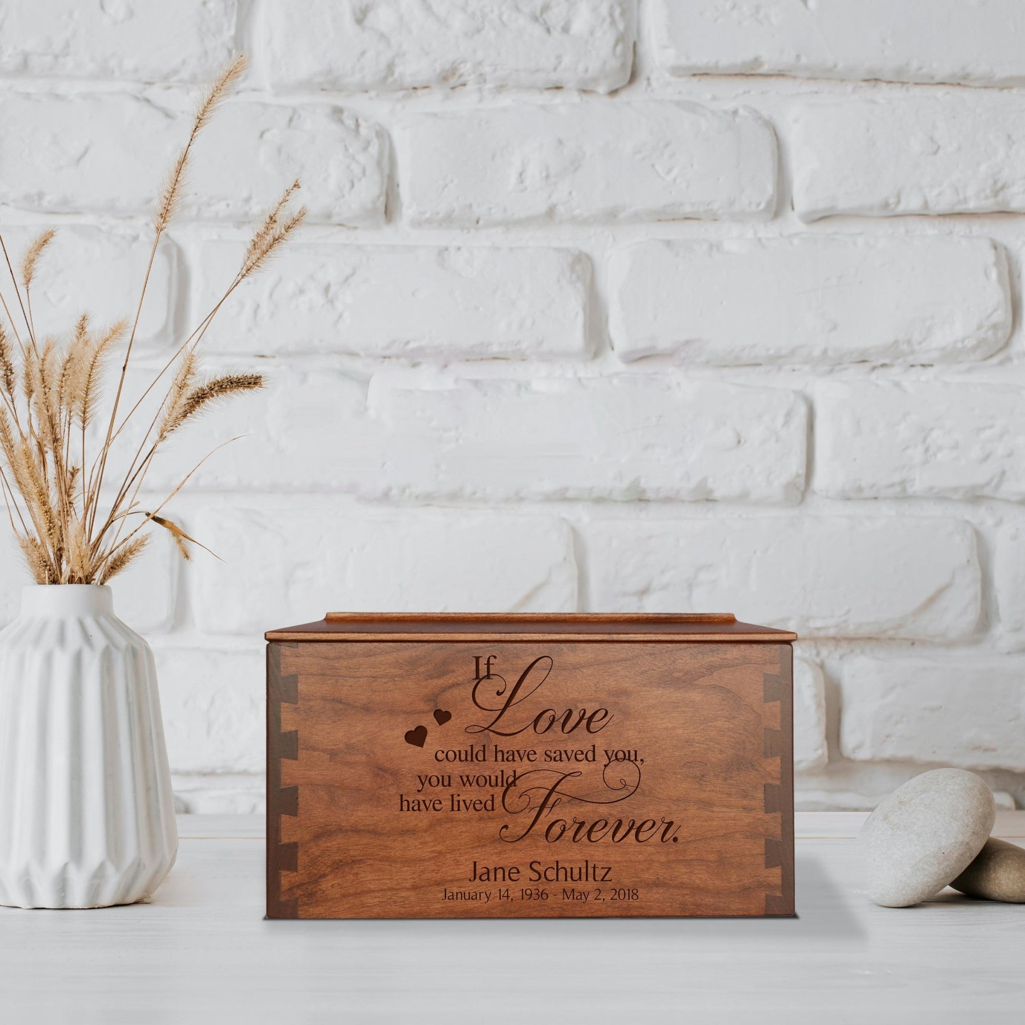 Custom Wooden Cremation Urn Box Large for Human Ashes holds 291 cu in If Love Could Have - LifeSong Milestones
