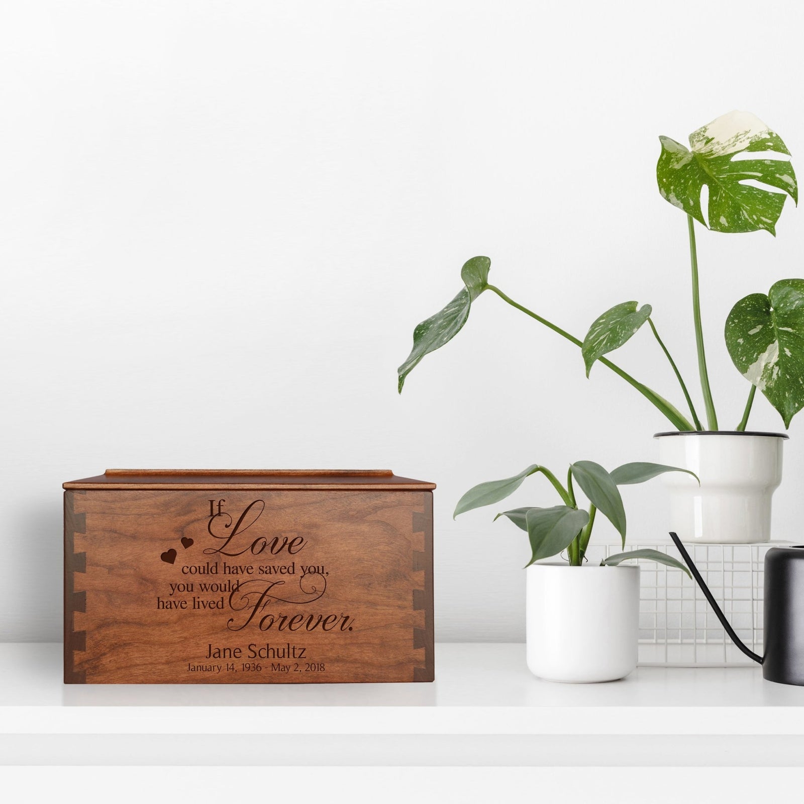 Custom Wooden Cremation Urn Box Large for Human Ashes holds 291 cu in If Love Could Have - LifeSong Milestones