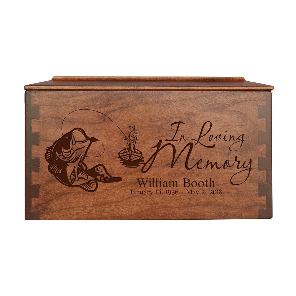 Custom Wooden Cremation Urn Box Large for Human Ashes holds 291 cu in In Loving Memory - LifeSong Milestones