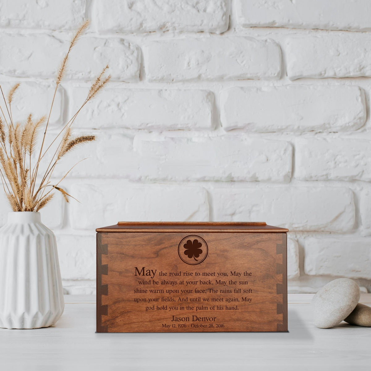 Custom Wooden Cremation Urn Box Large for Human Ashes holds 291 cu in May The Road - LifeSong Milestones