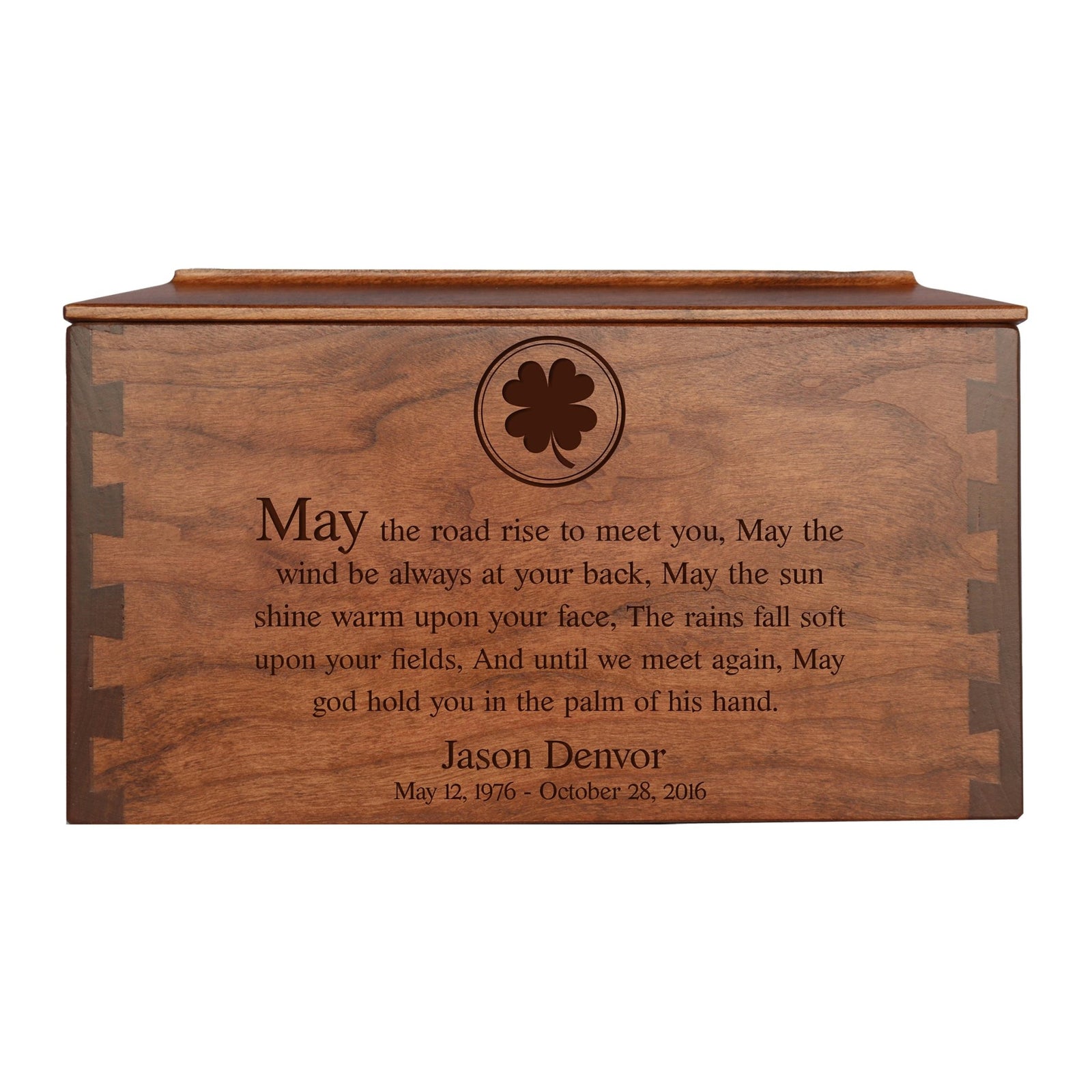 Custom Wooden Cremation Urn Box Large for Human Ashes holds 291 cu in May The Road - LifeSong Milestones
